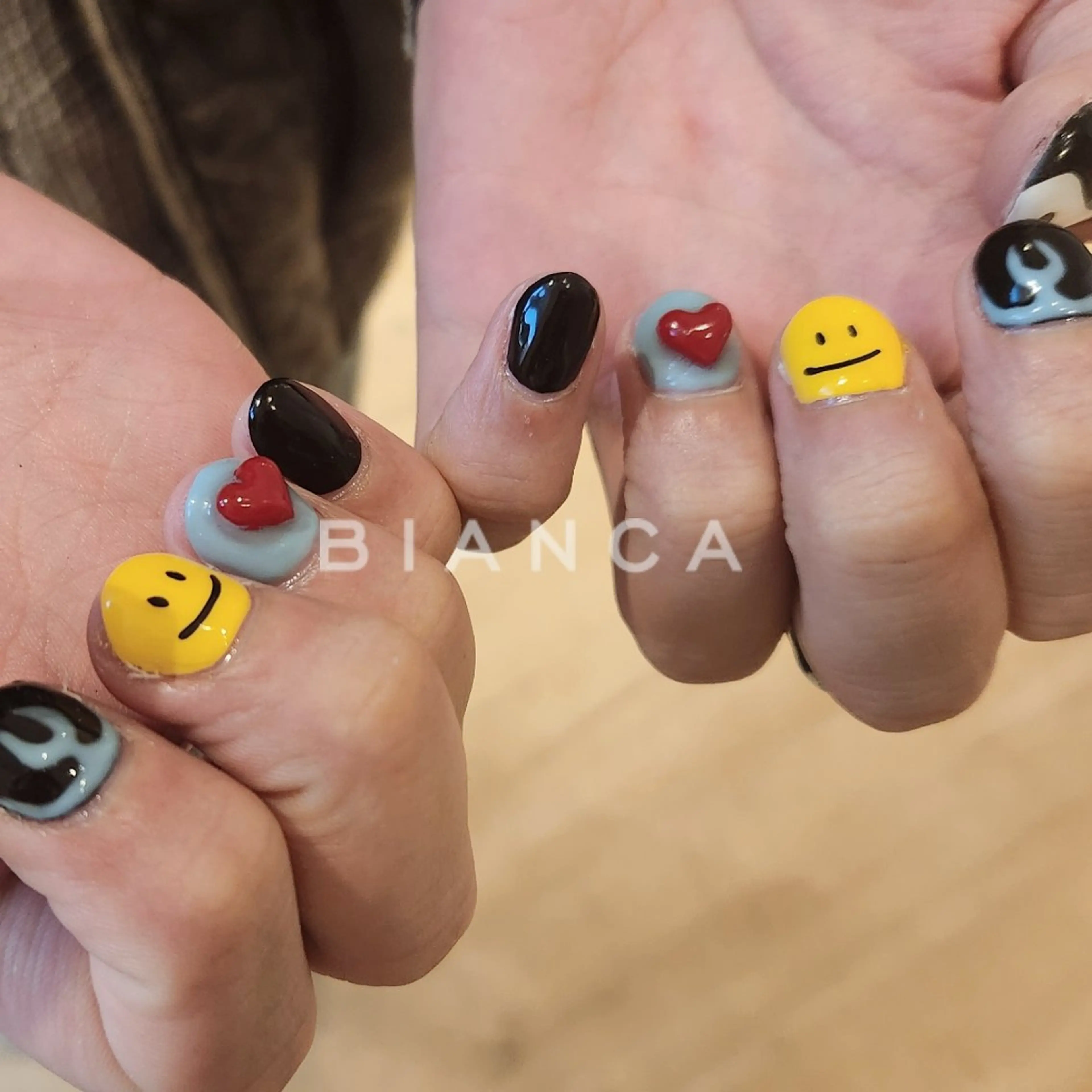 ネイル メンズ アートネイル ハート メンズネイル ショートネイル ハンドネイル Bianca名駅店 あゆのネイルデザイン