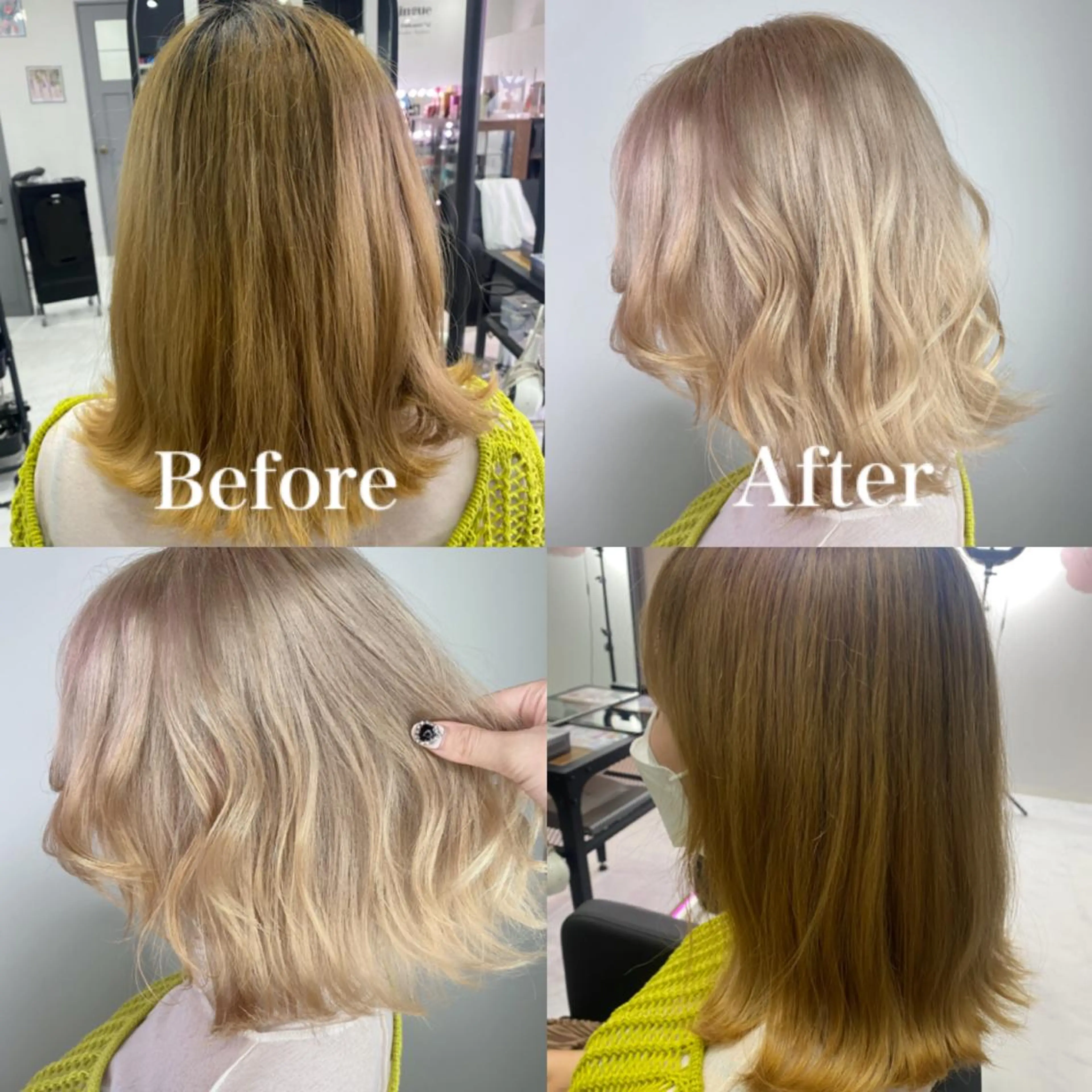 ショート カラー ベージュカラー ブリーチ ホワイトベージュ ヘアカラー トリートメント 髪質改善×矯正🫧 韓国ヘアasamiのヘアスタイル