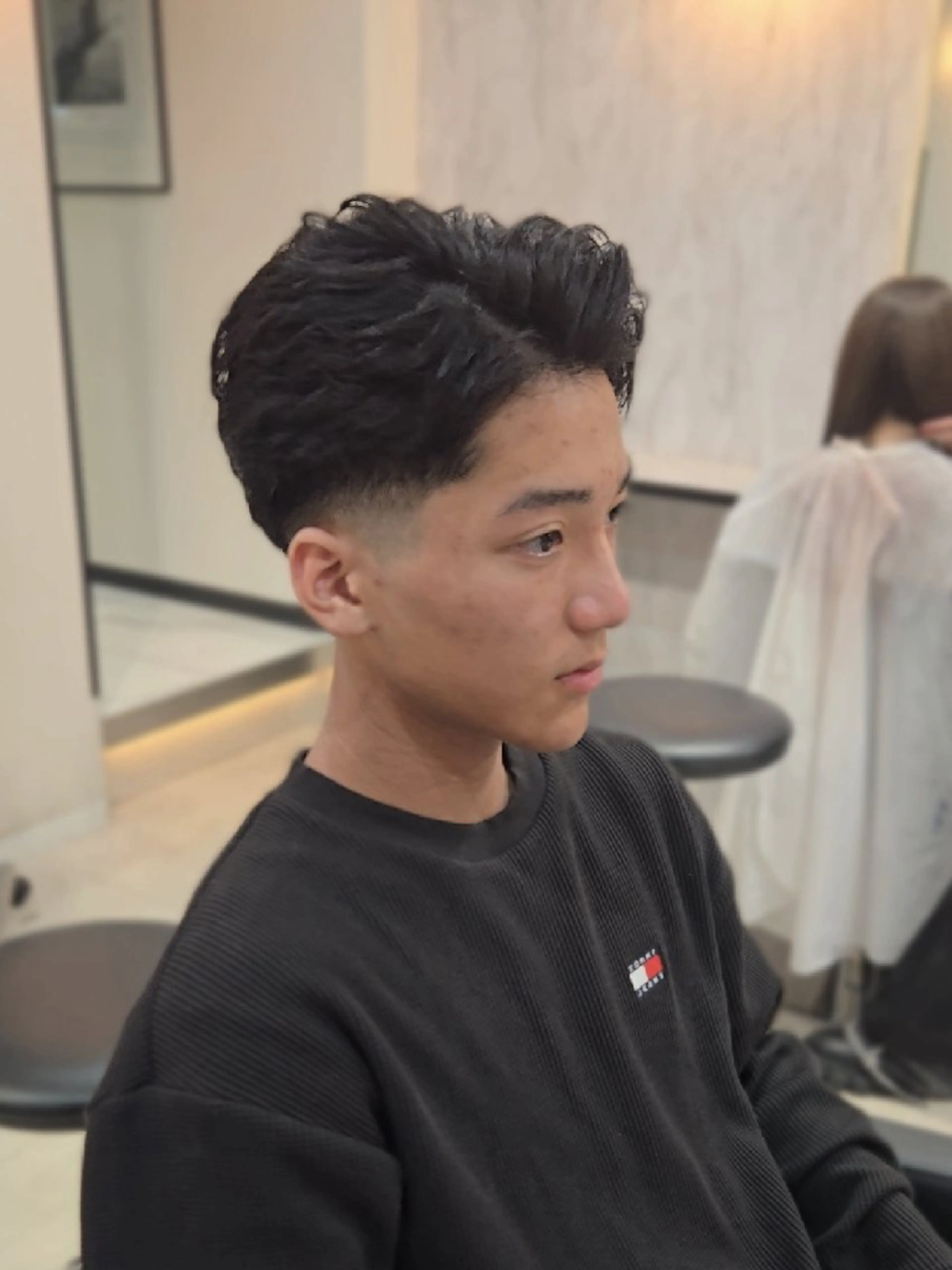 メンズ ショート フェードカット 七三 スキンフェード くせ毛 カット ヘアセット LEN名古屋/パーマ 海外ヘア/メンズ特化のヘアスタイル