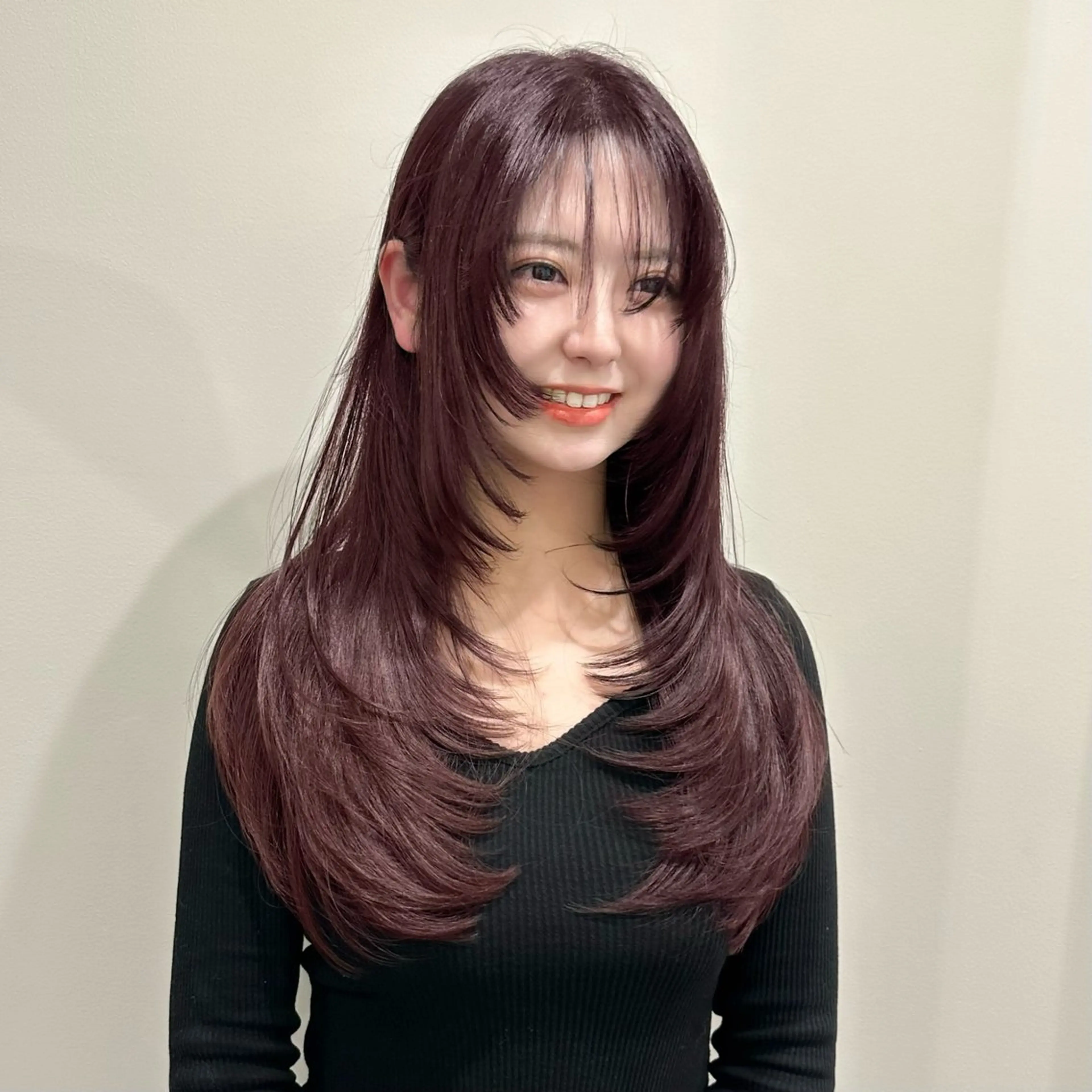 セミロング カット ヘアカラー トリートメント 🌹ハッシュカット、 レイヤー韓国ヘア🌹のヘアスタイル