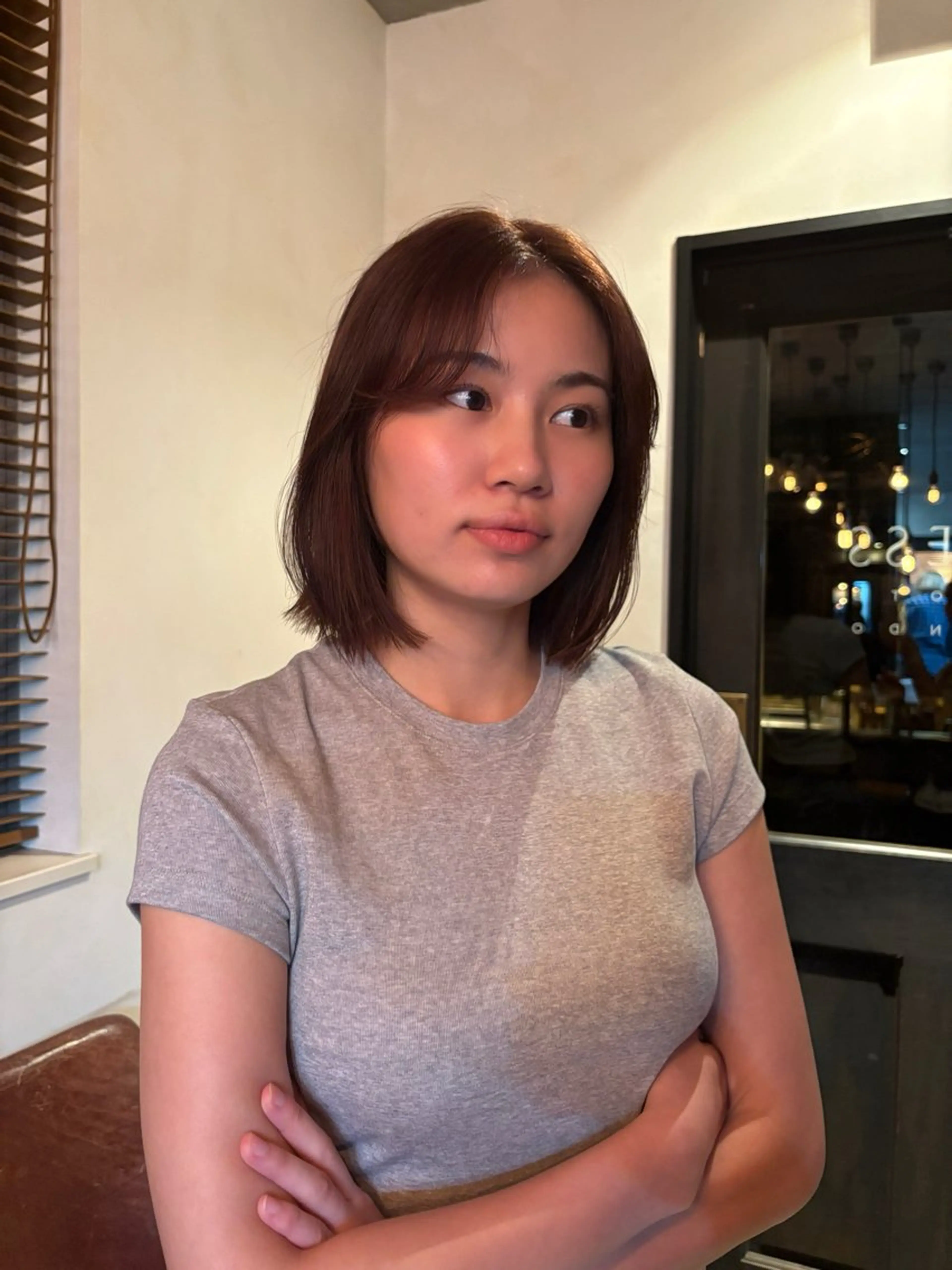 ショート カラー パーマ カット ヘアカラー レイヤー/透明感/ ブリーチなし/わかなのヘアスタイル