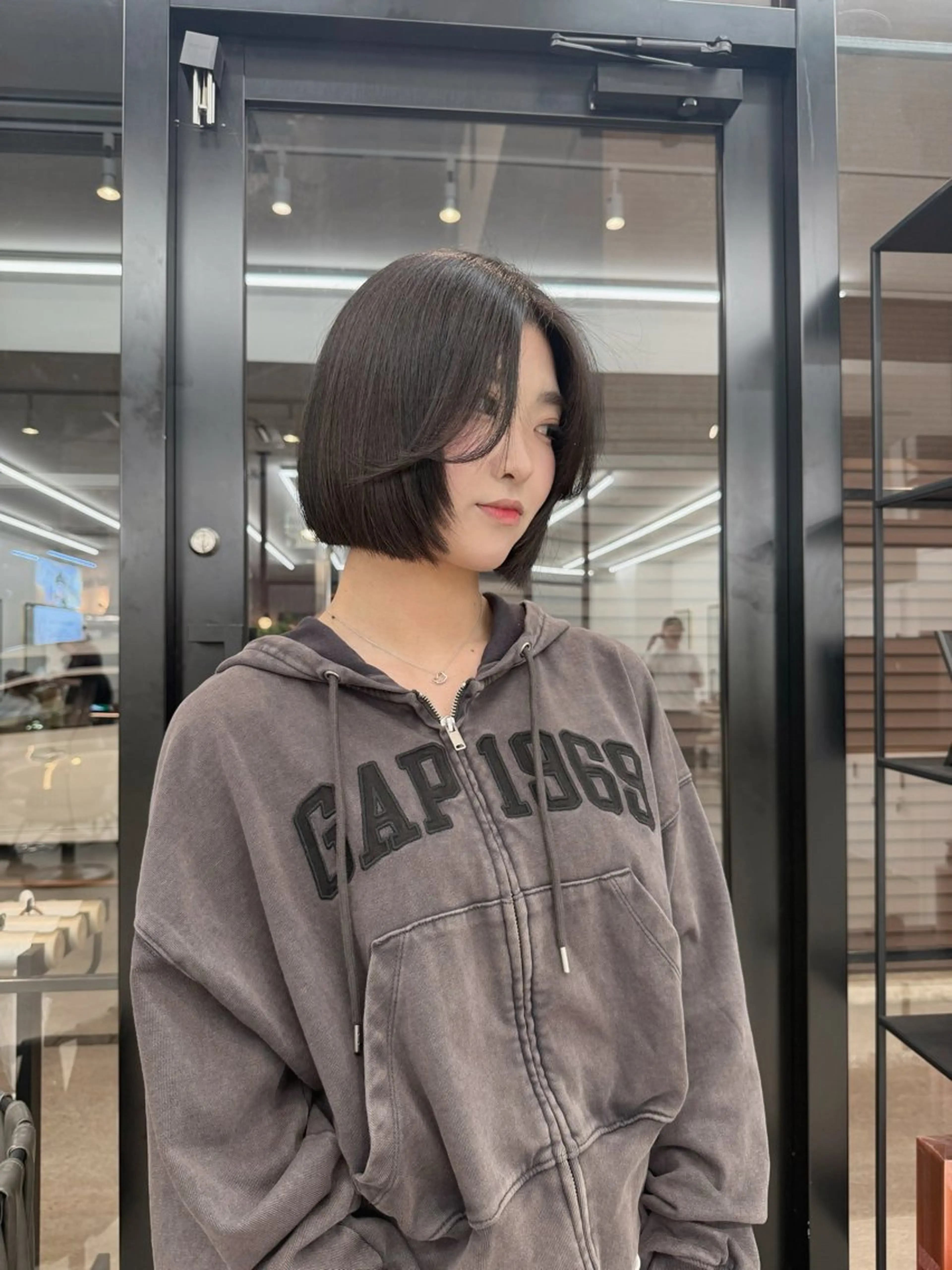 ミディアム ボブ 顔周りカット 縮毛矯正/髪質改善 しがきれいのヘアスタイル