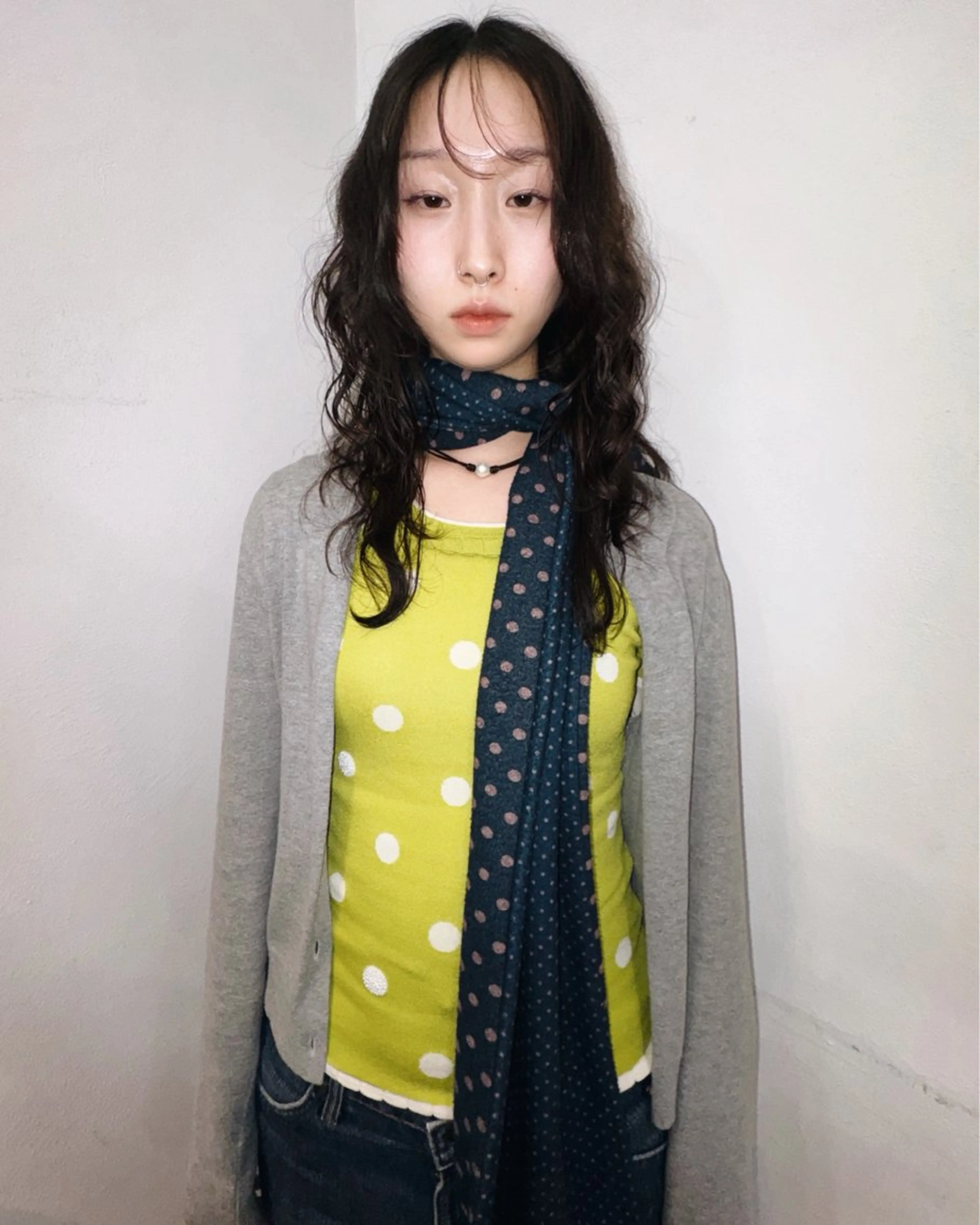 セミロング パーマ セミロングパーマ ボブ 顔まわりレイヤー 顔周りカット 外国人風カラー カット パーマ トリートメント スパイラルパーマ/デ ザインカット/アミのヘアスタイル