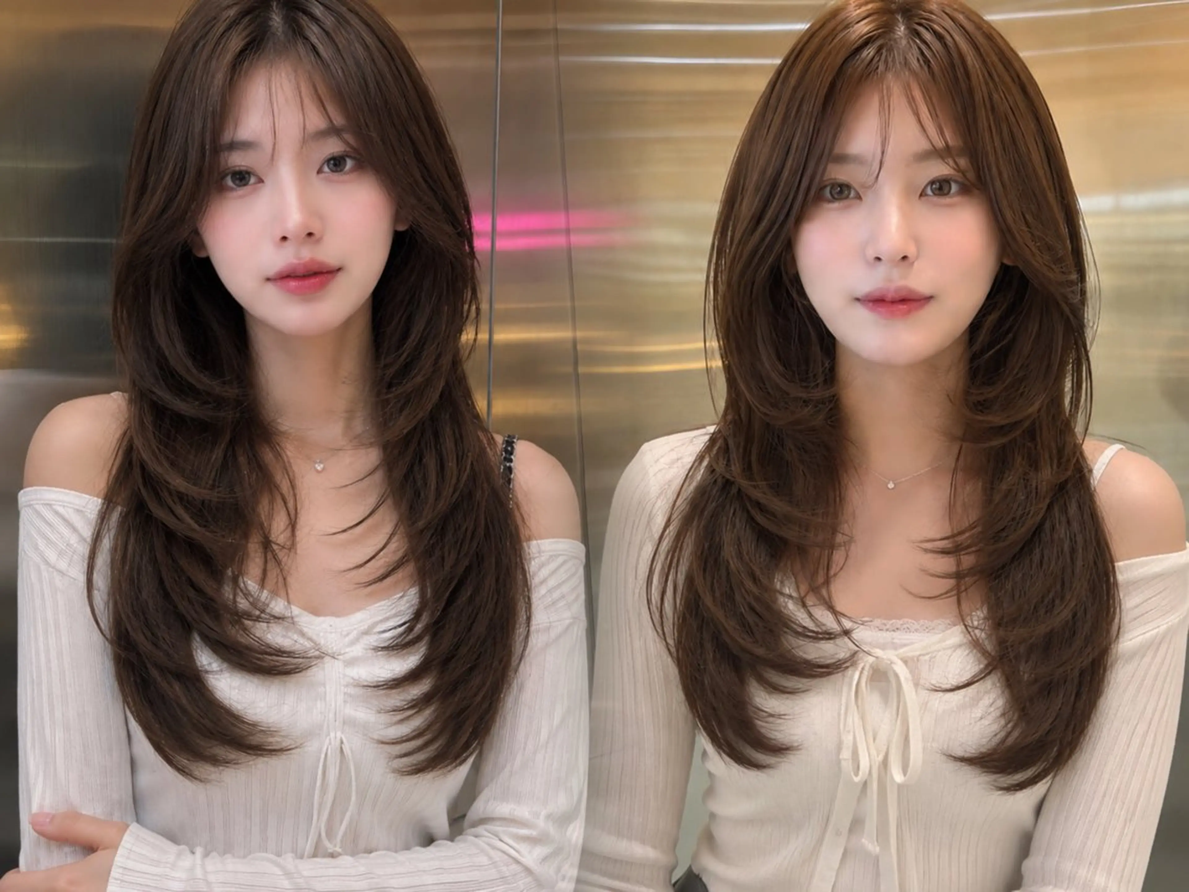 ロング カラー ブラウンカラー ショコラブラウン レイヤーカット カット ヘアカラー トリートメント 今っぽレイヤーカット グレージュ/リョウヤのヘアスタイル