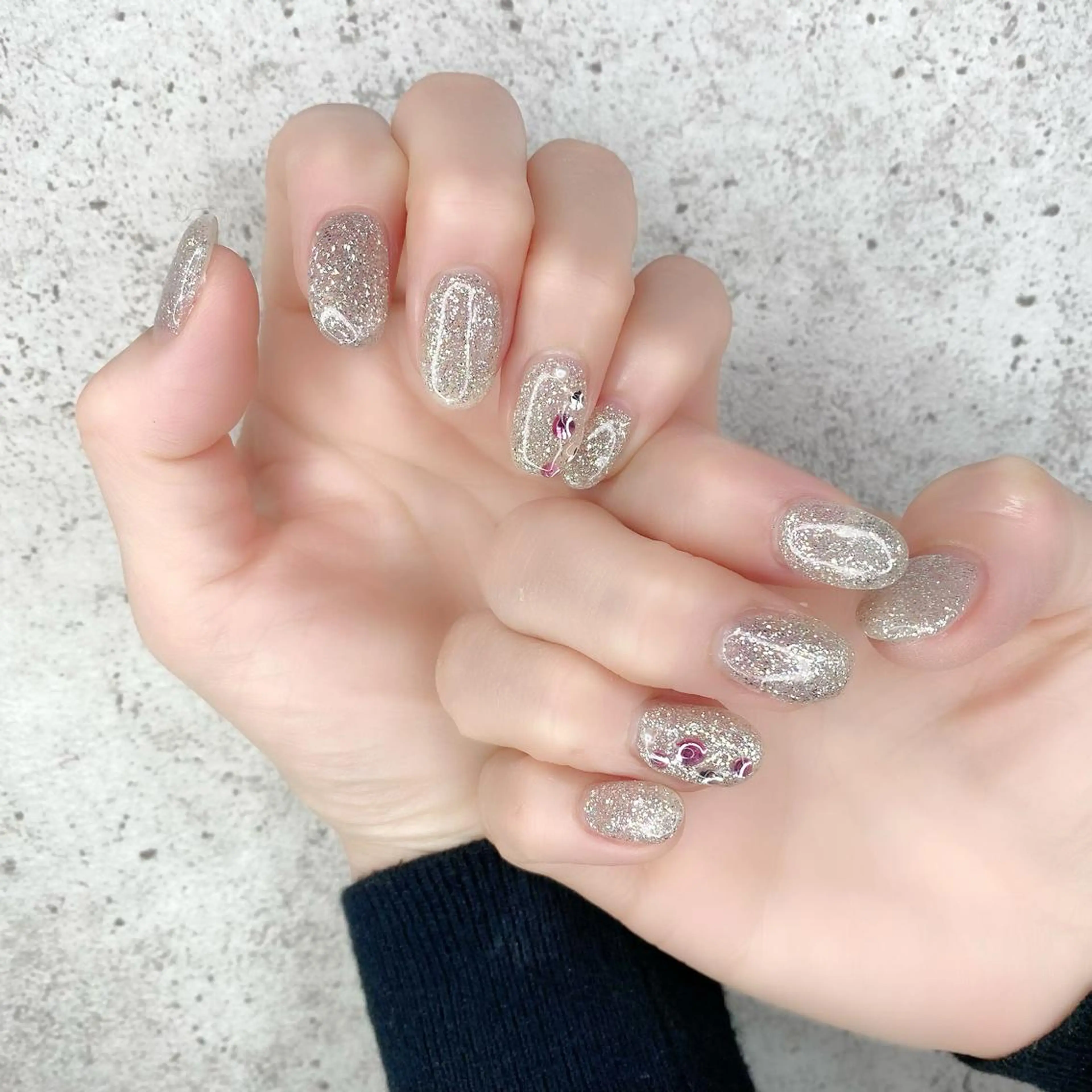 セミロング カラー パーマ ヘアアレンジ メンズ キッズ ネイル マツエク・マツパ アイブロウ 眉カラー クリアネイル フットネイル キラキラネイル ラメ(グリッター) Salon Ｋのネイルデザイン