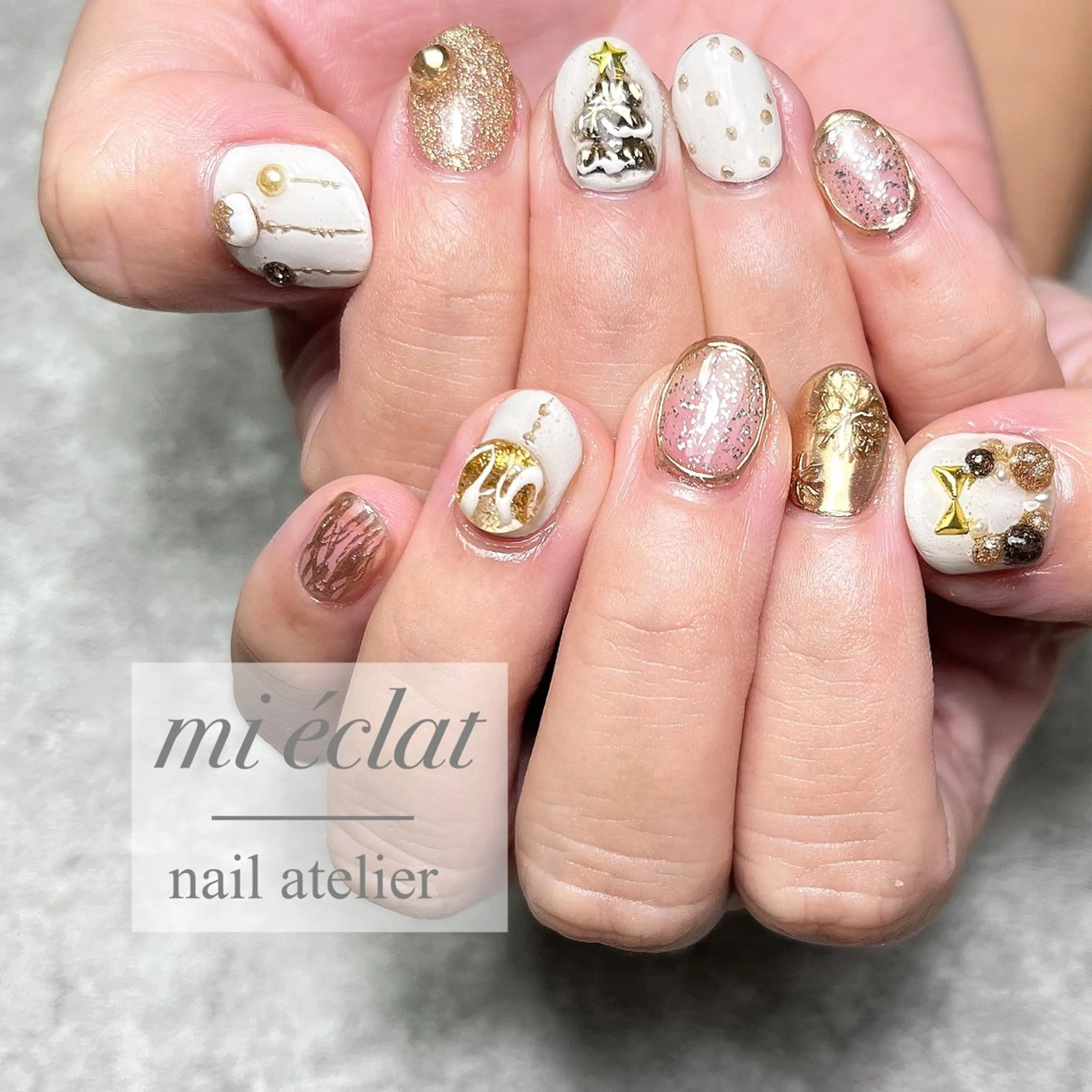 ネイル アートネイル 冬ネイル クリスマス mi éclat ミ　エクラのネイルデザイン