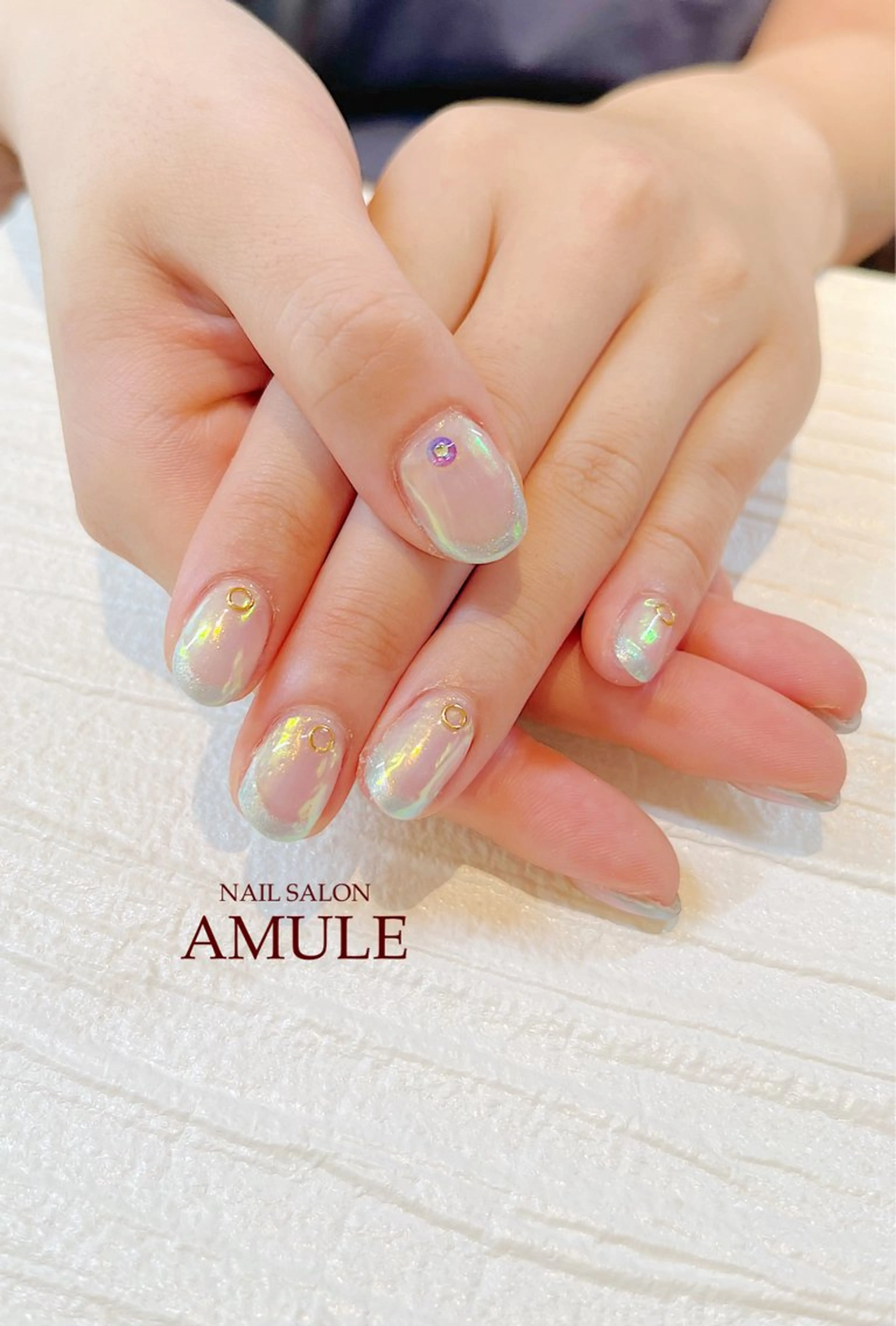 ネイル アートネイル オーロラネイル フレンチネイル ジェルネイル ミラーネイル ハンドネイル NAILSALON AMULEのネイルデザイン