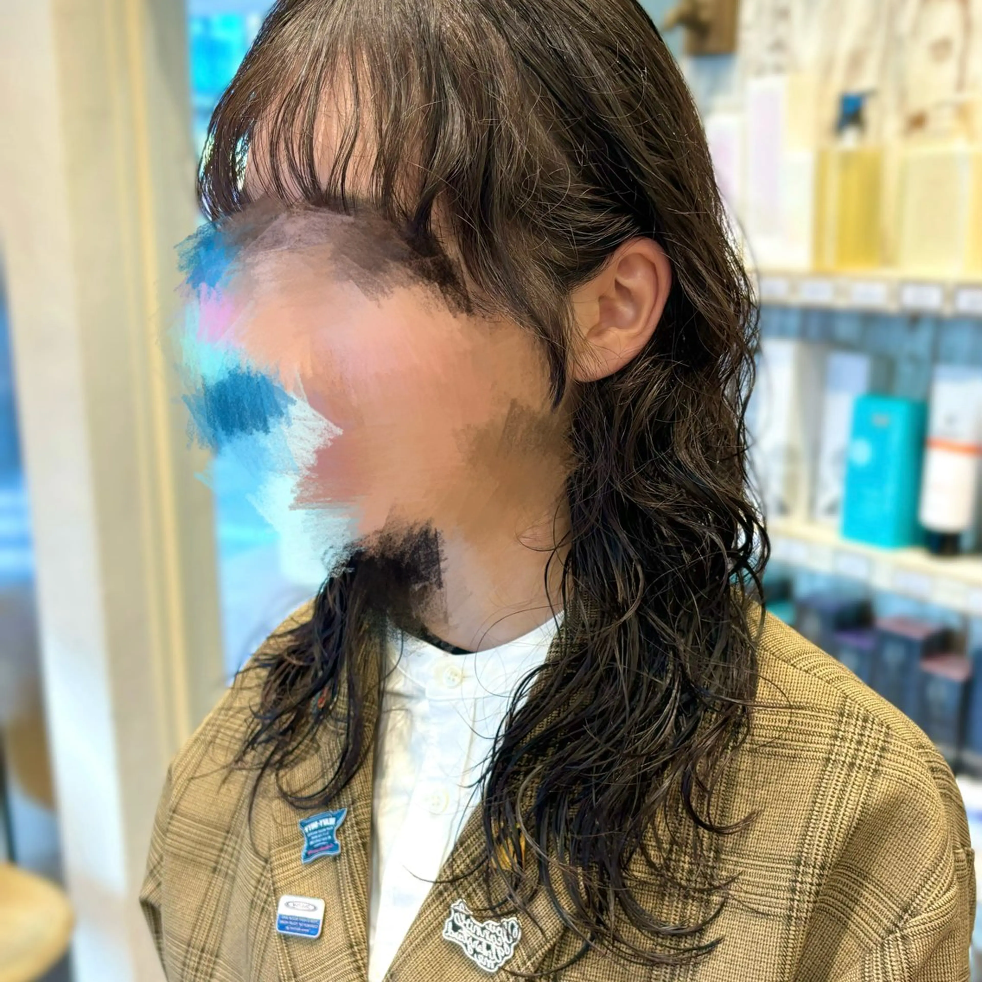 セミロング パーマ カット パーマ 横浜パーマ🌐メンズ 暖色カラーもえかのヘアスタイル