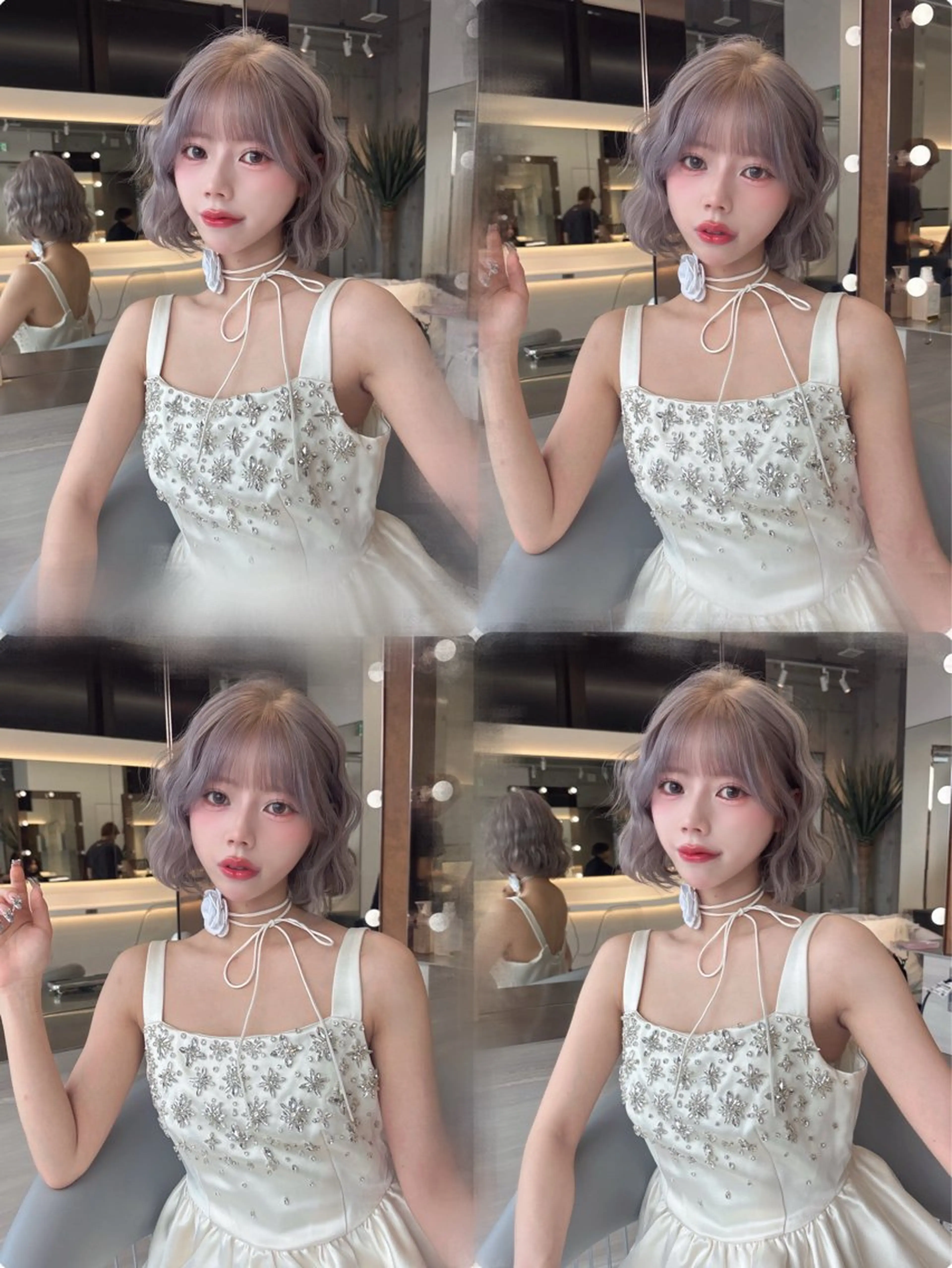 ミディアム ヘアカラー rina／ベージュ ワンホン/韓国ヘアのヘアスタイル