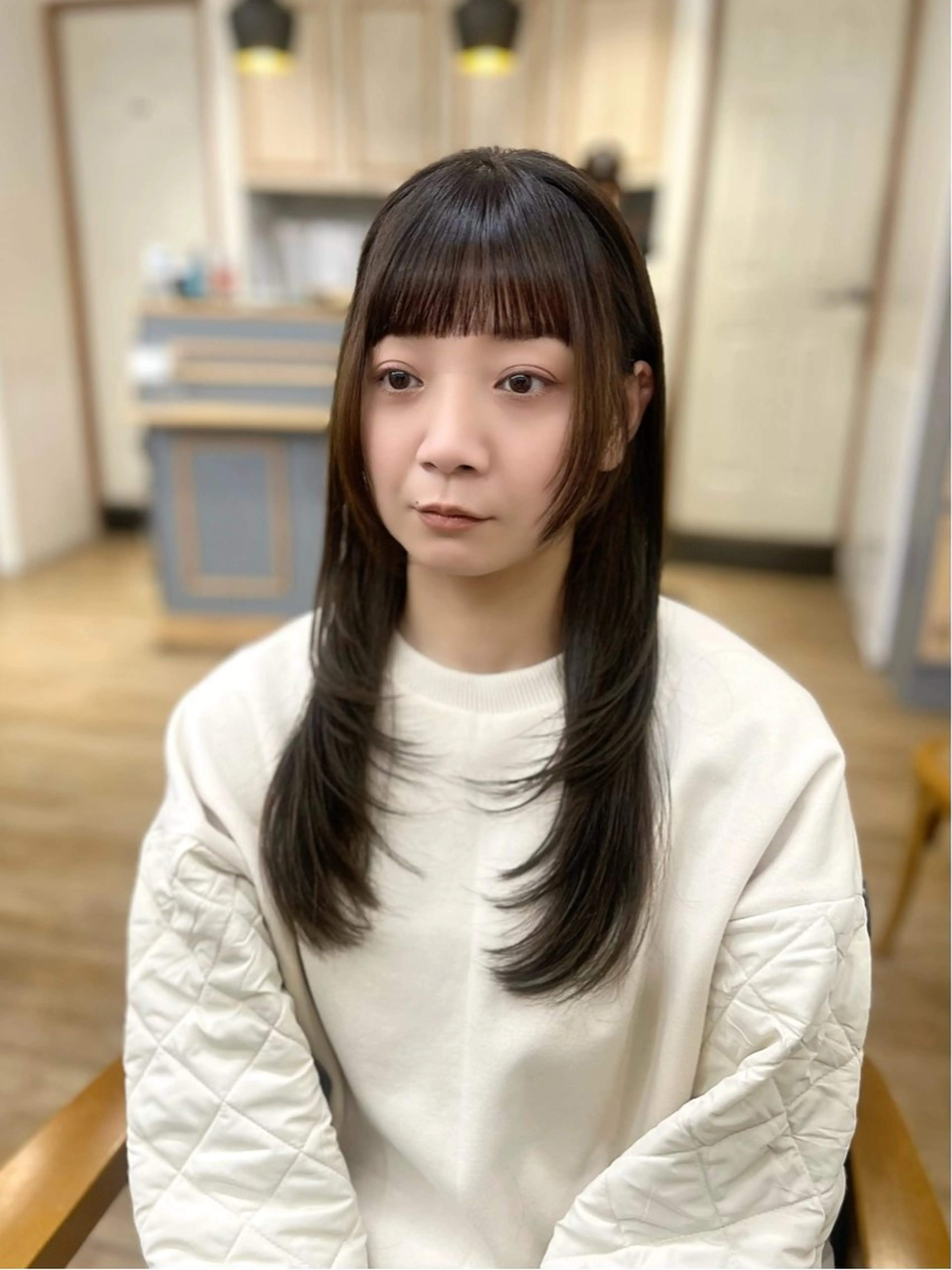 ロング カラー パーマ ヘアアレンジ メンズ キッズ レイヤーカット 🌿透け感カラーのヘアスタイル