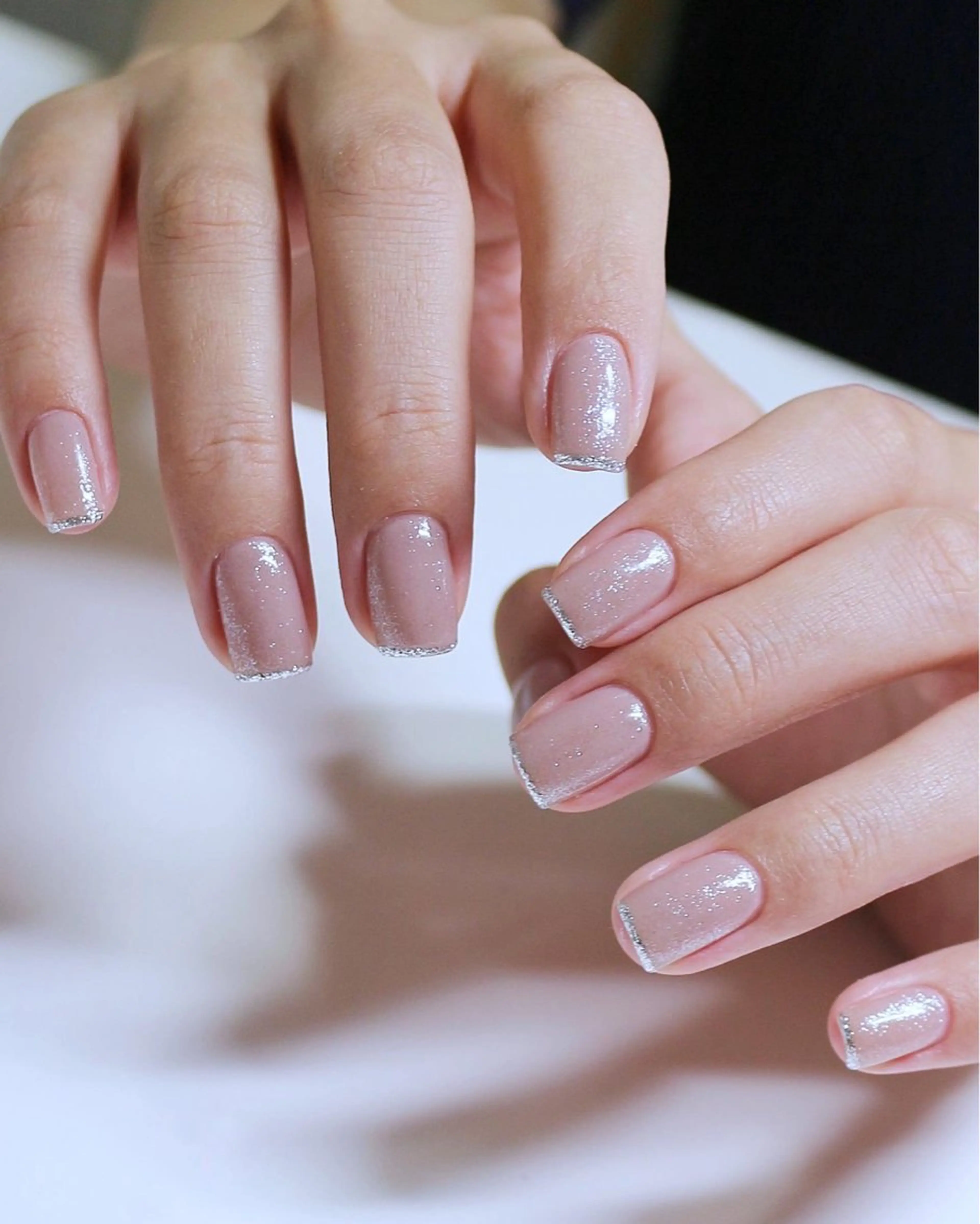 ネイル フレンチネイル キラキラネイル ニュアンスネイル オフィスネイル ピンク ハンドネイル Baku Nailsのネイルデザイン