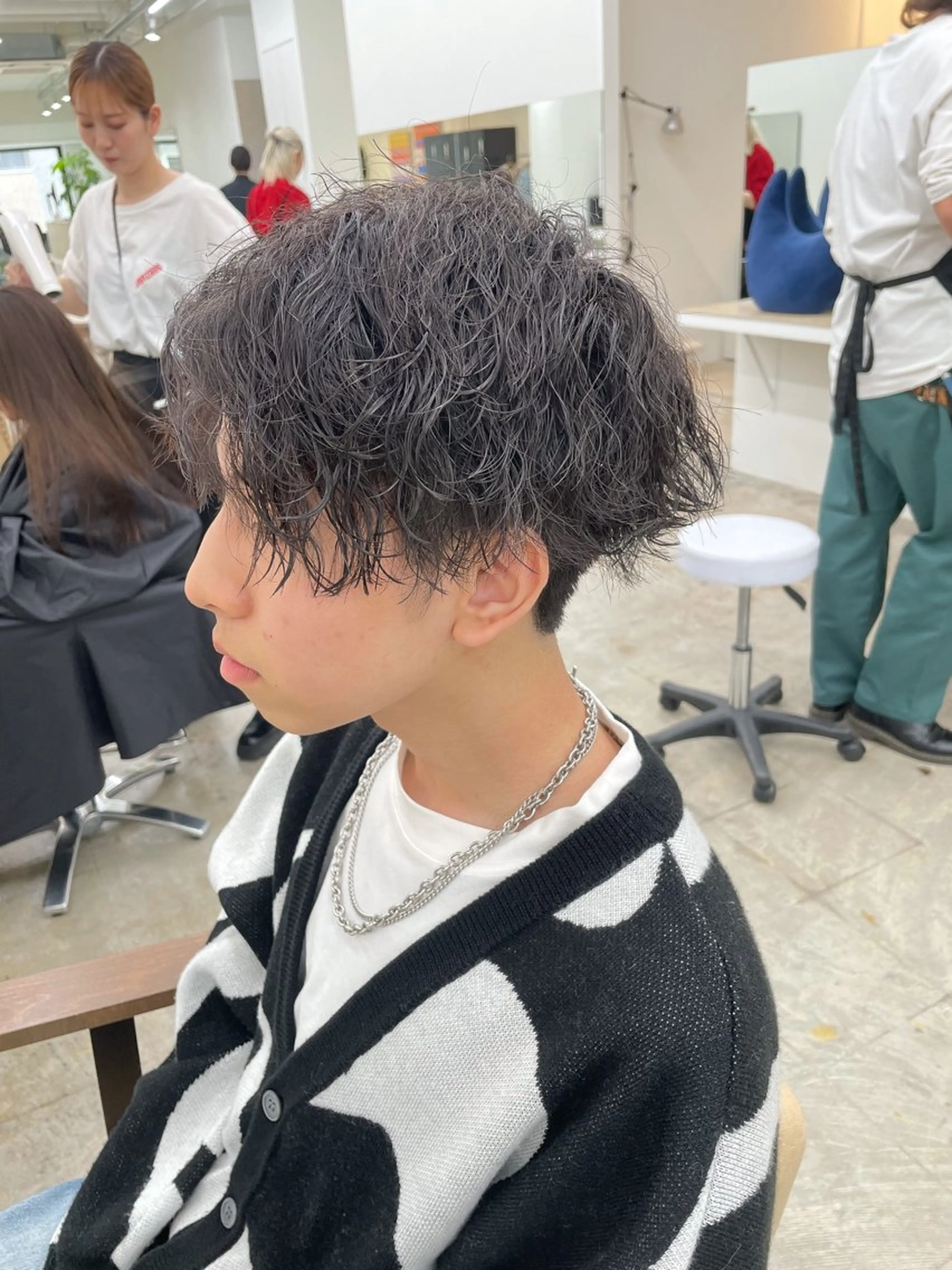 ショート パーマ メンズ マッシュ メンズパーマ ツーブロック カット パーマ ハイトーン/レイヤー /ケアブリーチ石川治のヘアスタイル