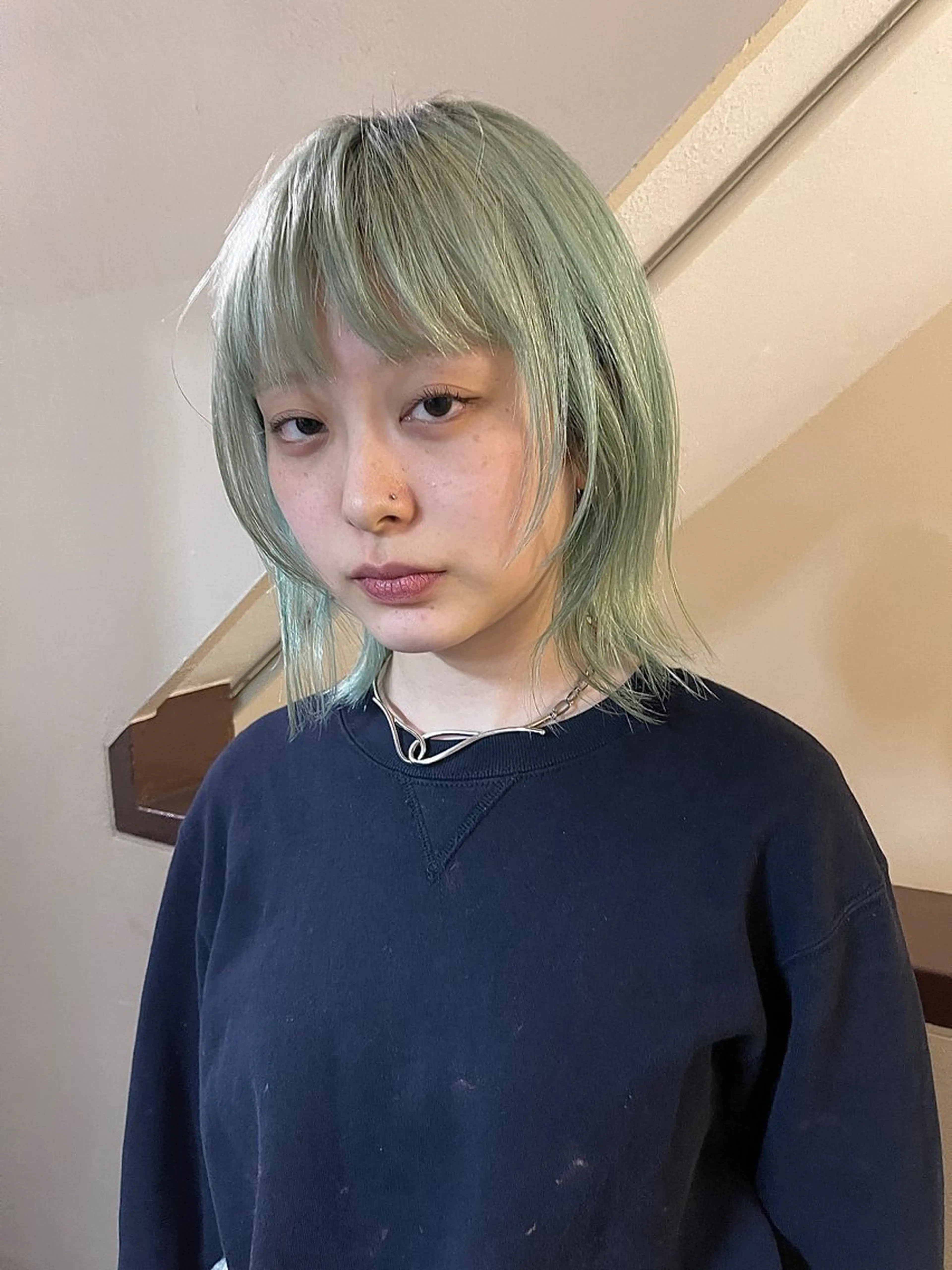 ミディアム カラー カット ヘアカラー トリートメント ヘアセット 安部佑哉/ハイトーン /レイヤー/ブリーチのヘアスタイル