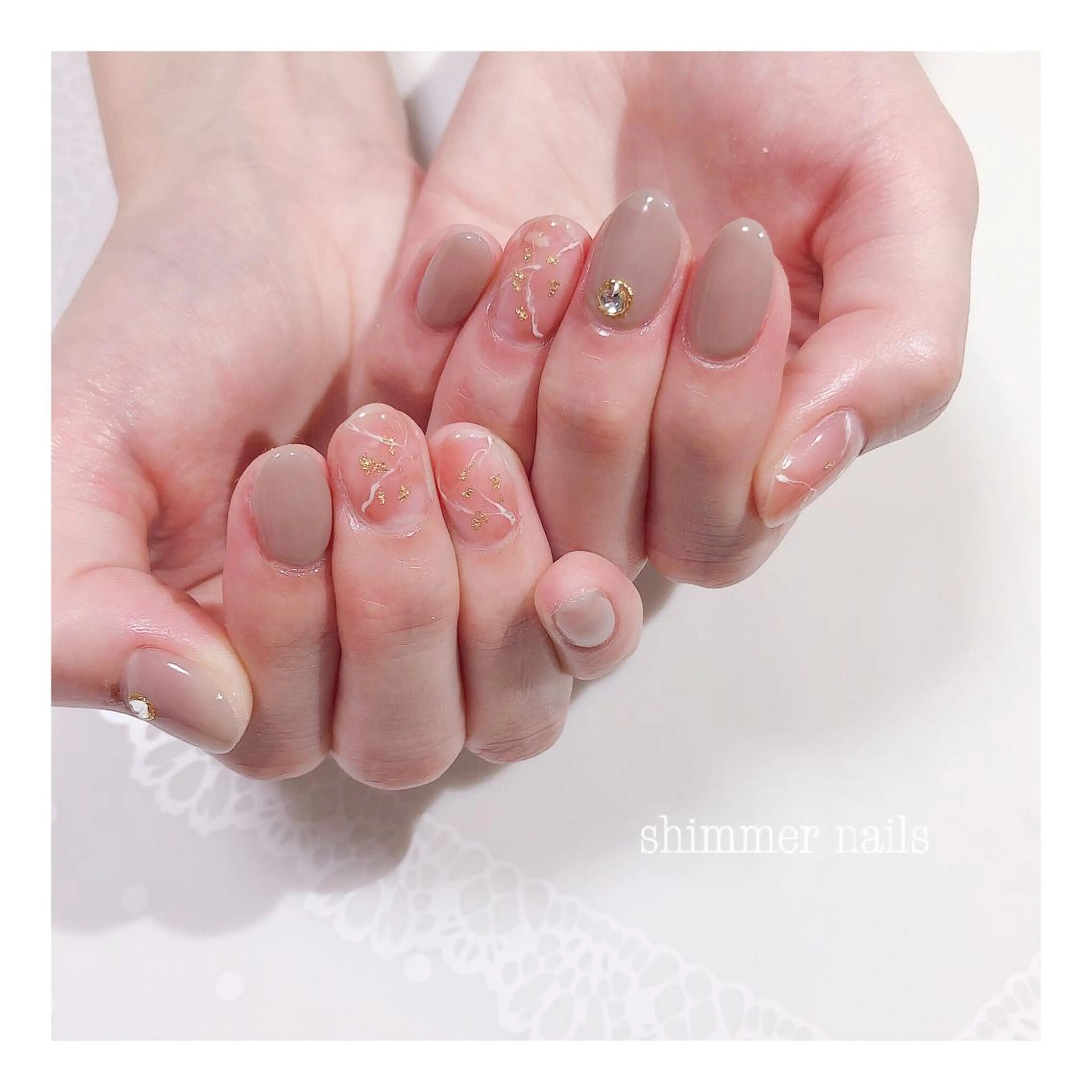 ネイル クリアネイル 大理石ネイル(マーブル) shimmer nailsのネイルデザイン