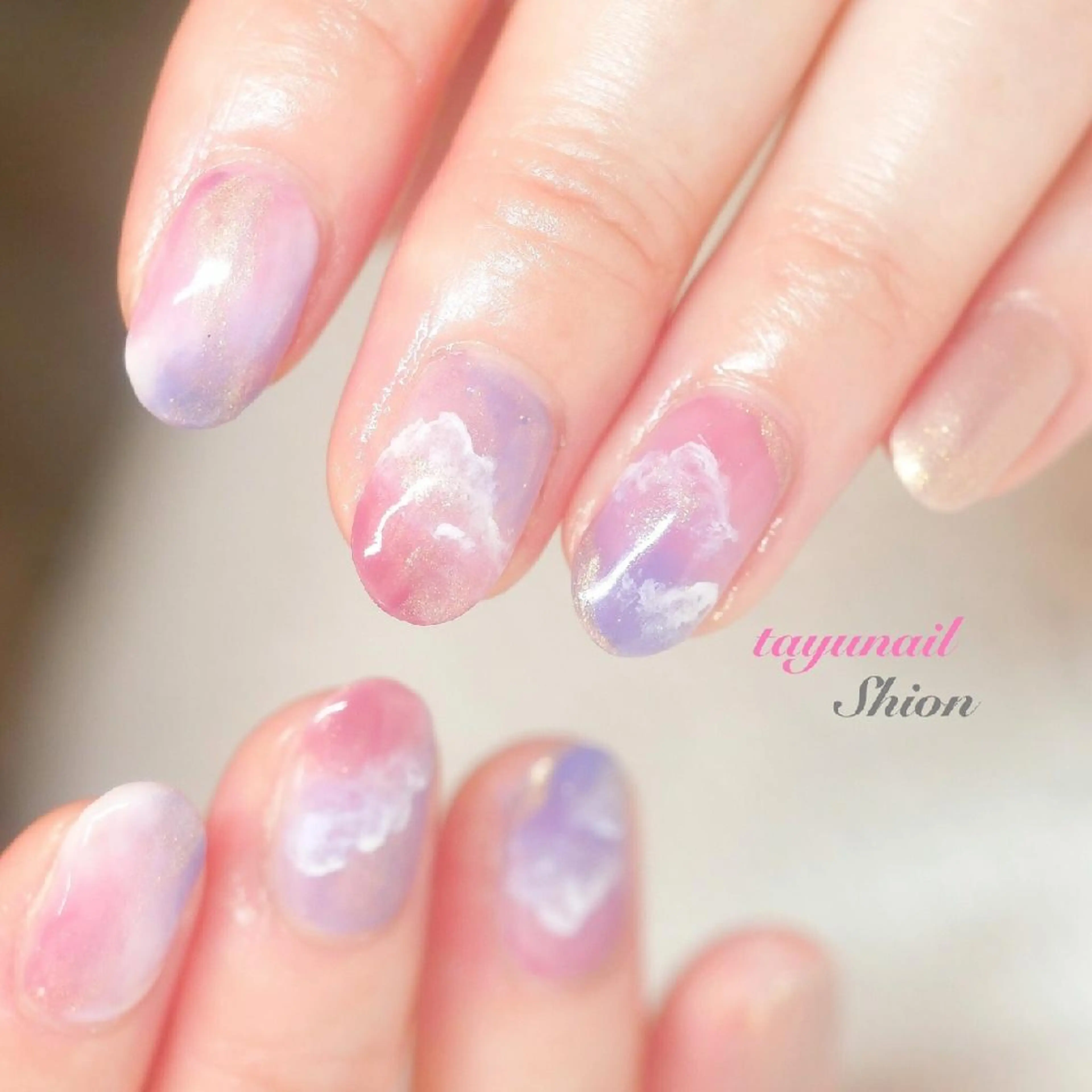 ネイル アートネイル ブルー ジェルネイル ニュアンスネイル パラジェル ネイルサロン 【たゆnail】のネイルデザイン