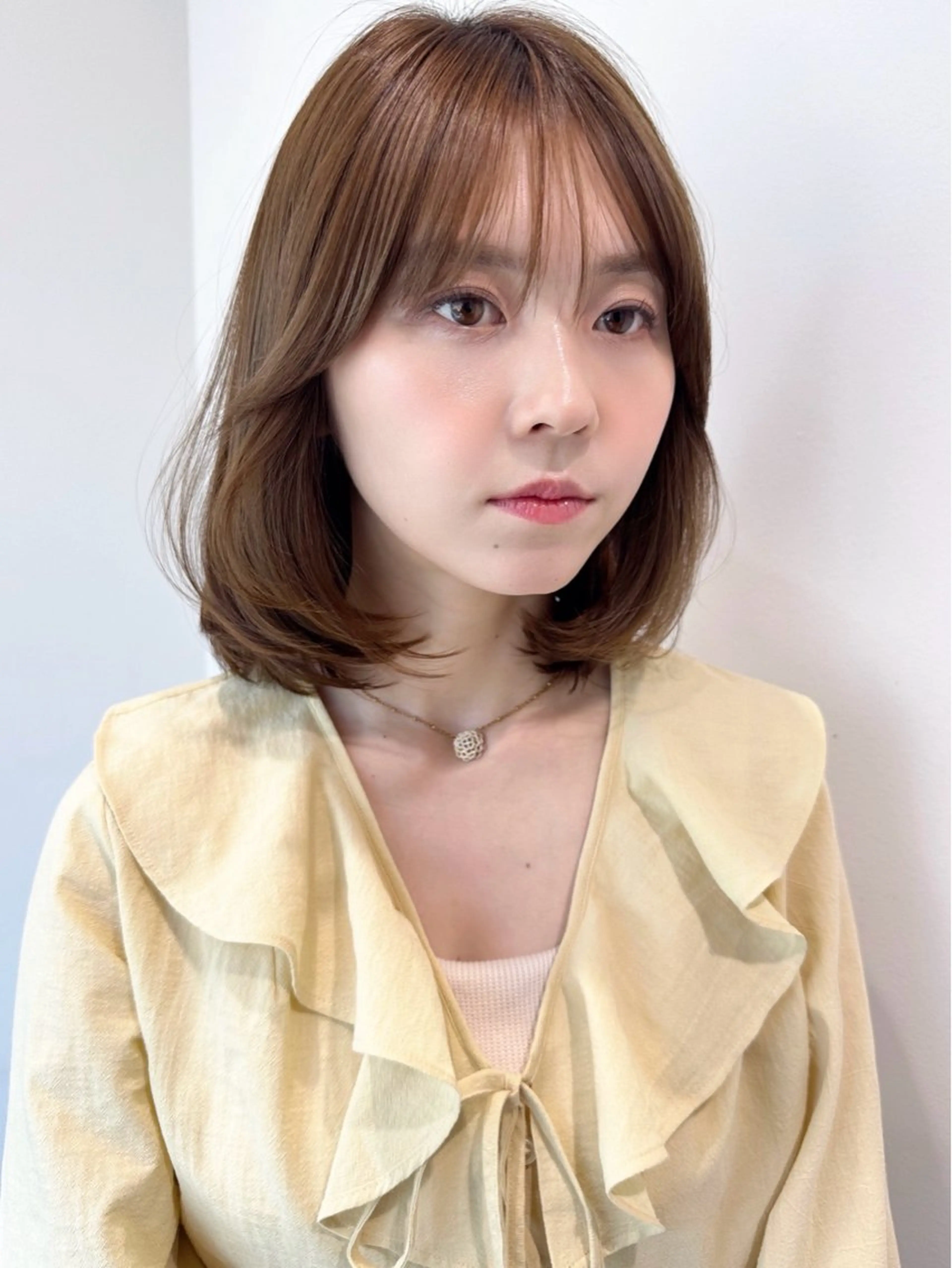 ミディアム カラー 透明感カラー 顔周りカット レイヤーカット トリートメント カット ヘアカラー トリートメント 🩰ナチュラル可愛い kamicare🩰のヘアスタイル