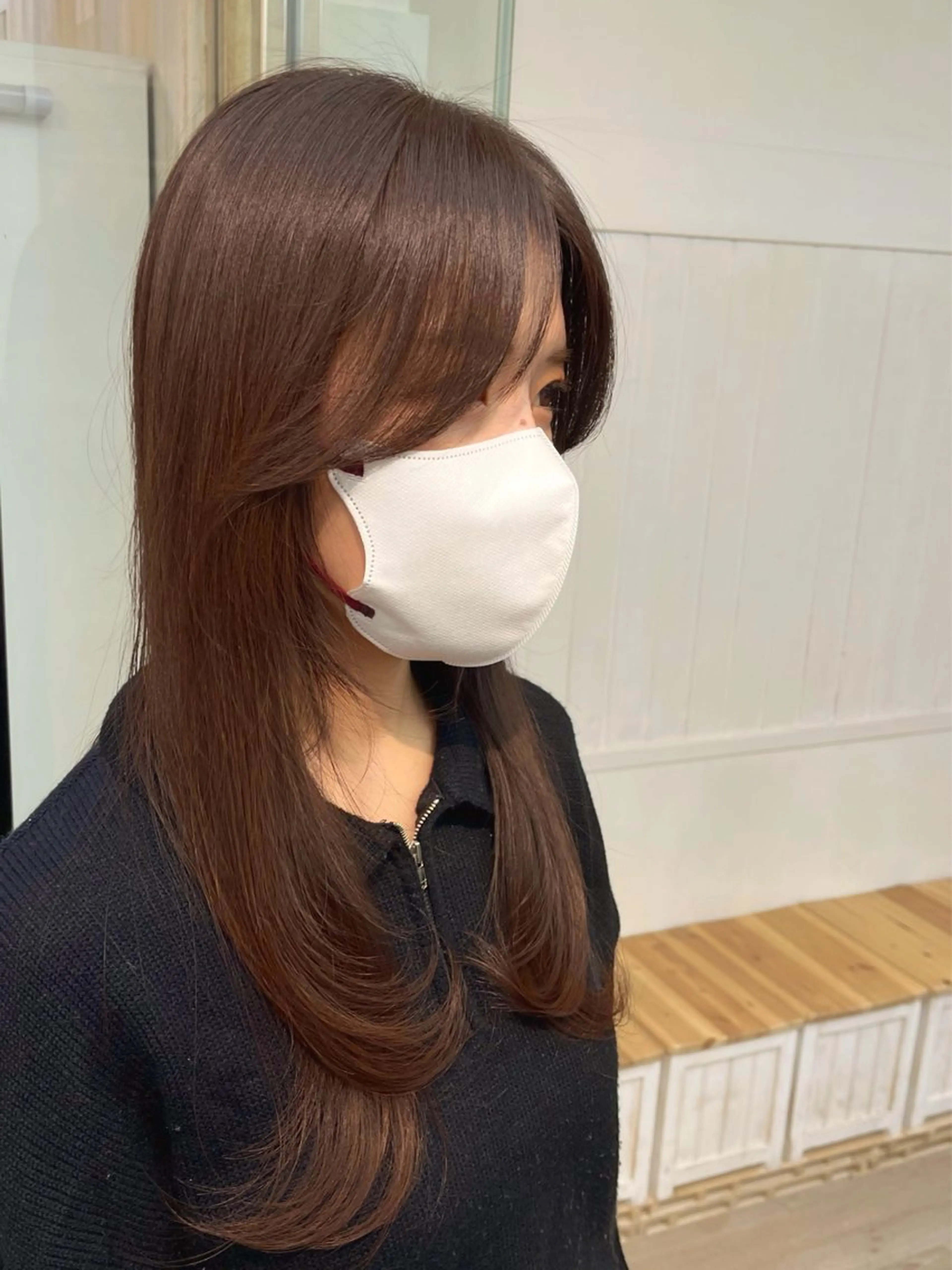 セミロング カラー パーマ ヘアアレンジ ブラウンカラー 透明感カラー ナチュラルブラウン レイヤーカット 二ヶ月綺麗が続くレ イヤー/星野六三四のヘアスタイル