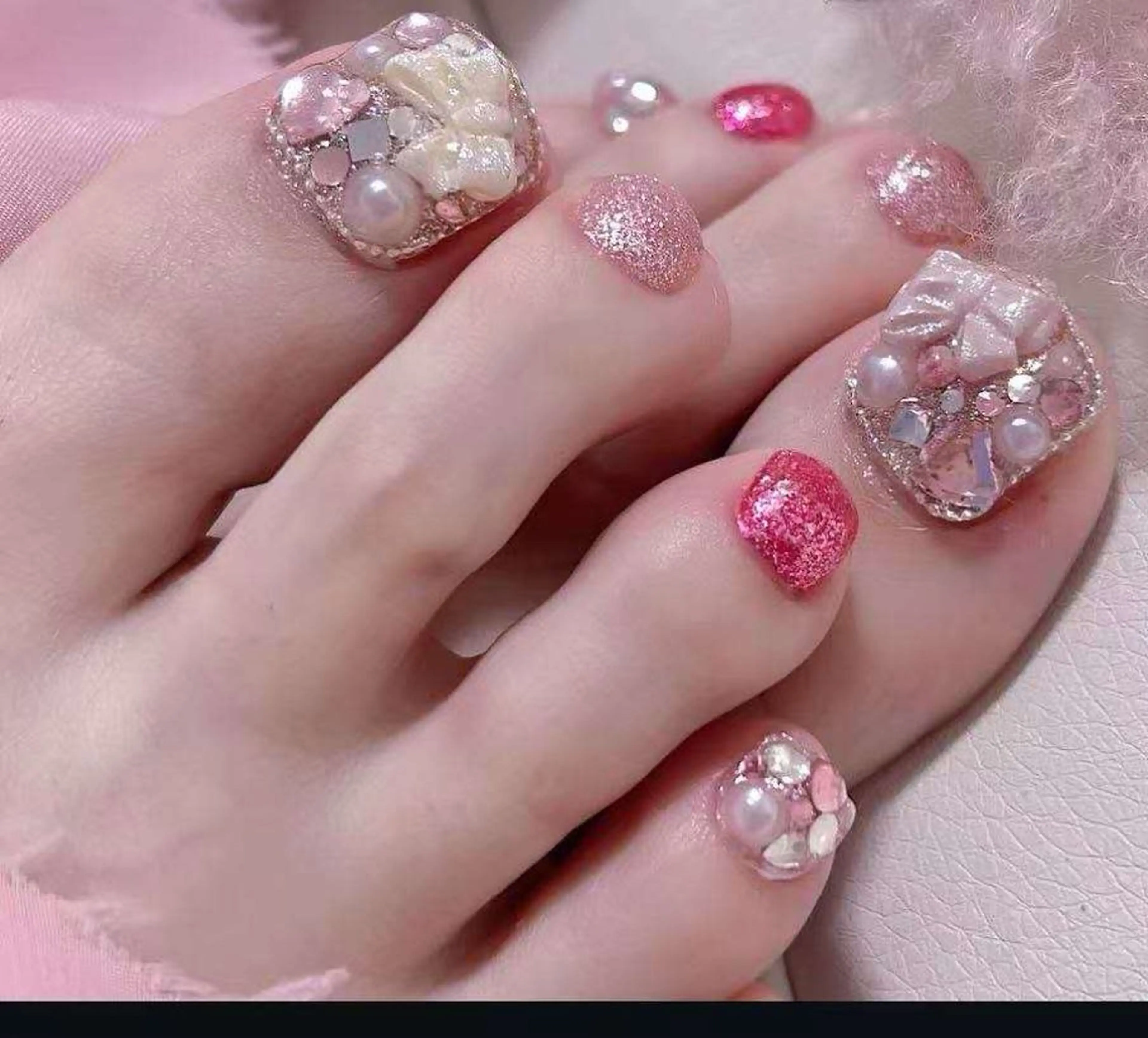 ネイル オーロラネイル フラワーネイル フットネイル フレンチネイル ジェルネイル フットネイル BabyYouMi nailのネイルデザイン