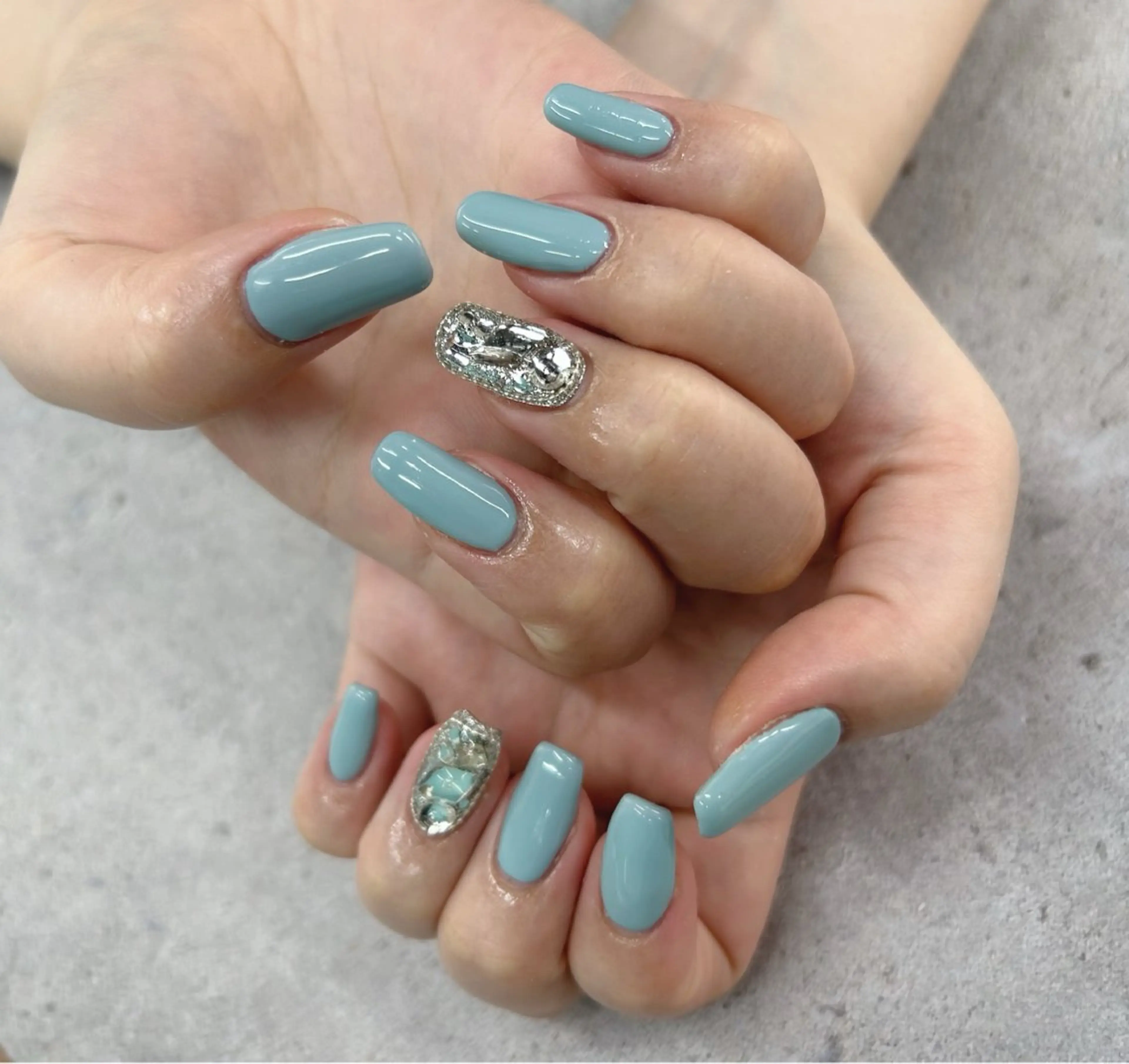 ネイル ブルー ハンドネイル Nail Salon agré所属・agré ネイルサロン アグレのネイルデザイン