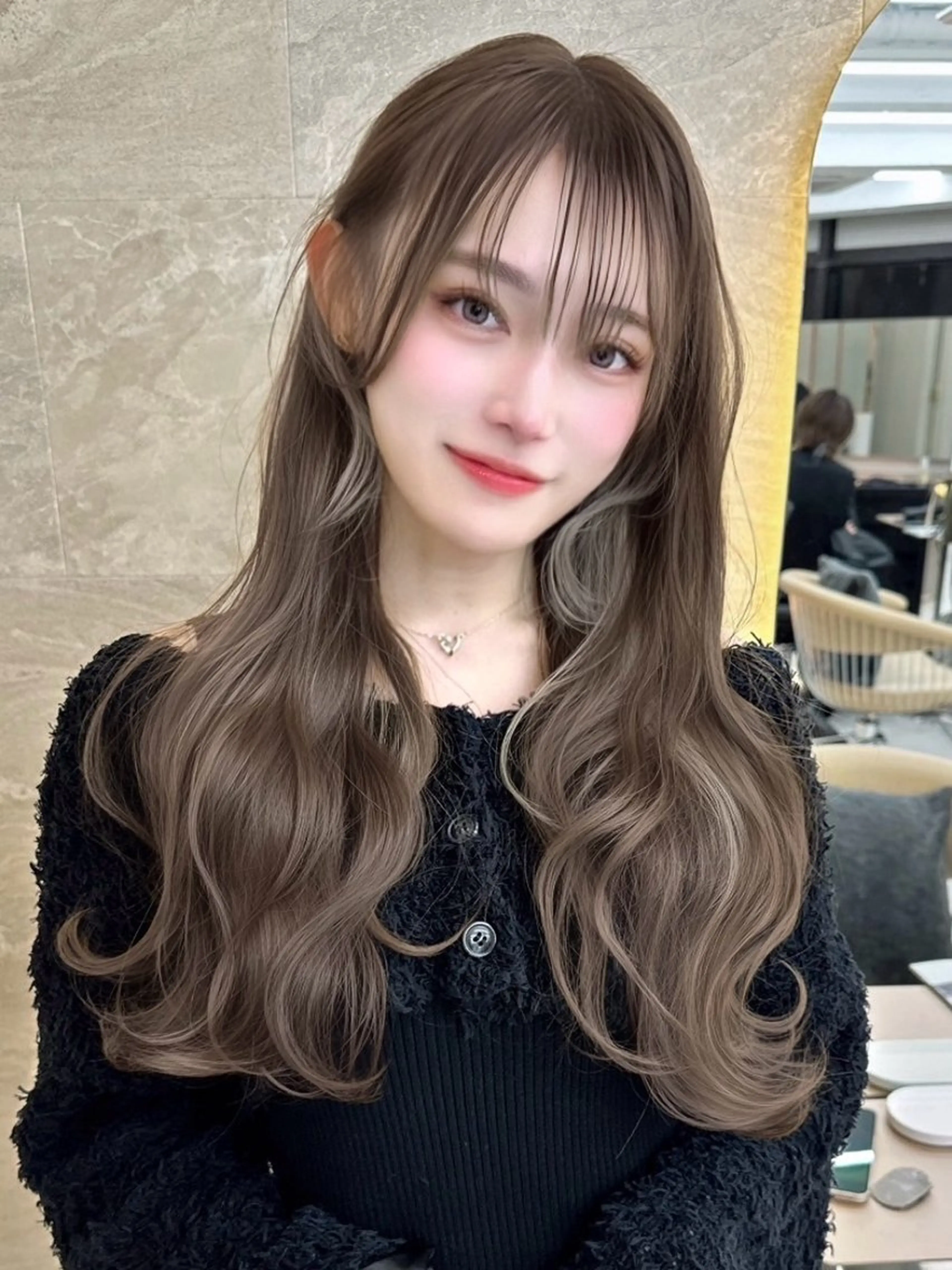 ミディアム カット ヘアカラー 縮毛矯正 トリートメント レイヤー/韓国❣️ 髪質改善/e_kiのヘアスタイル