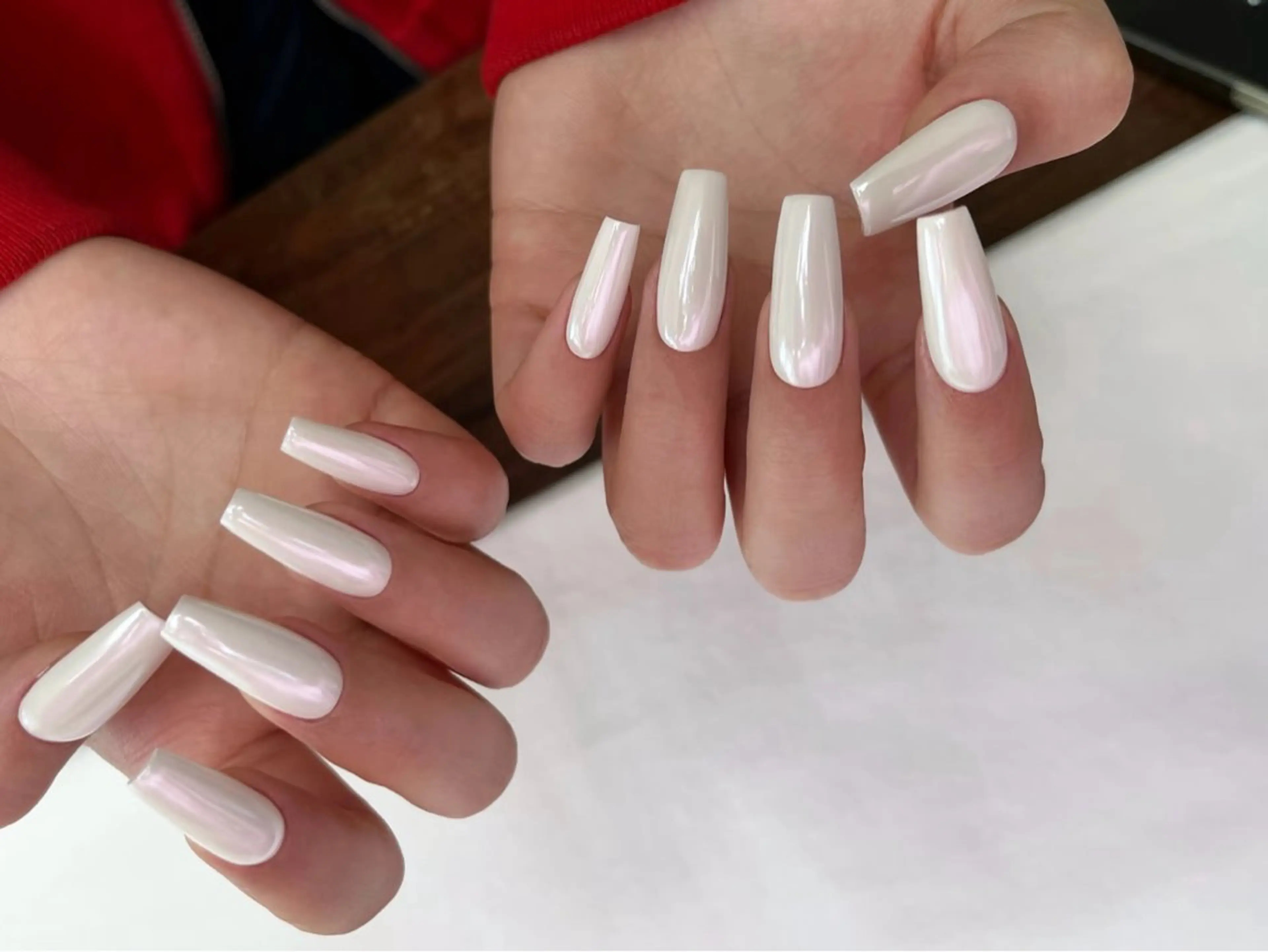 ネイル オーロラネイル 長さ出し フレンチネイル ジェルネイル ガラスフレンチ ハンドネイル Rela・S NAILのネイルデザイン