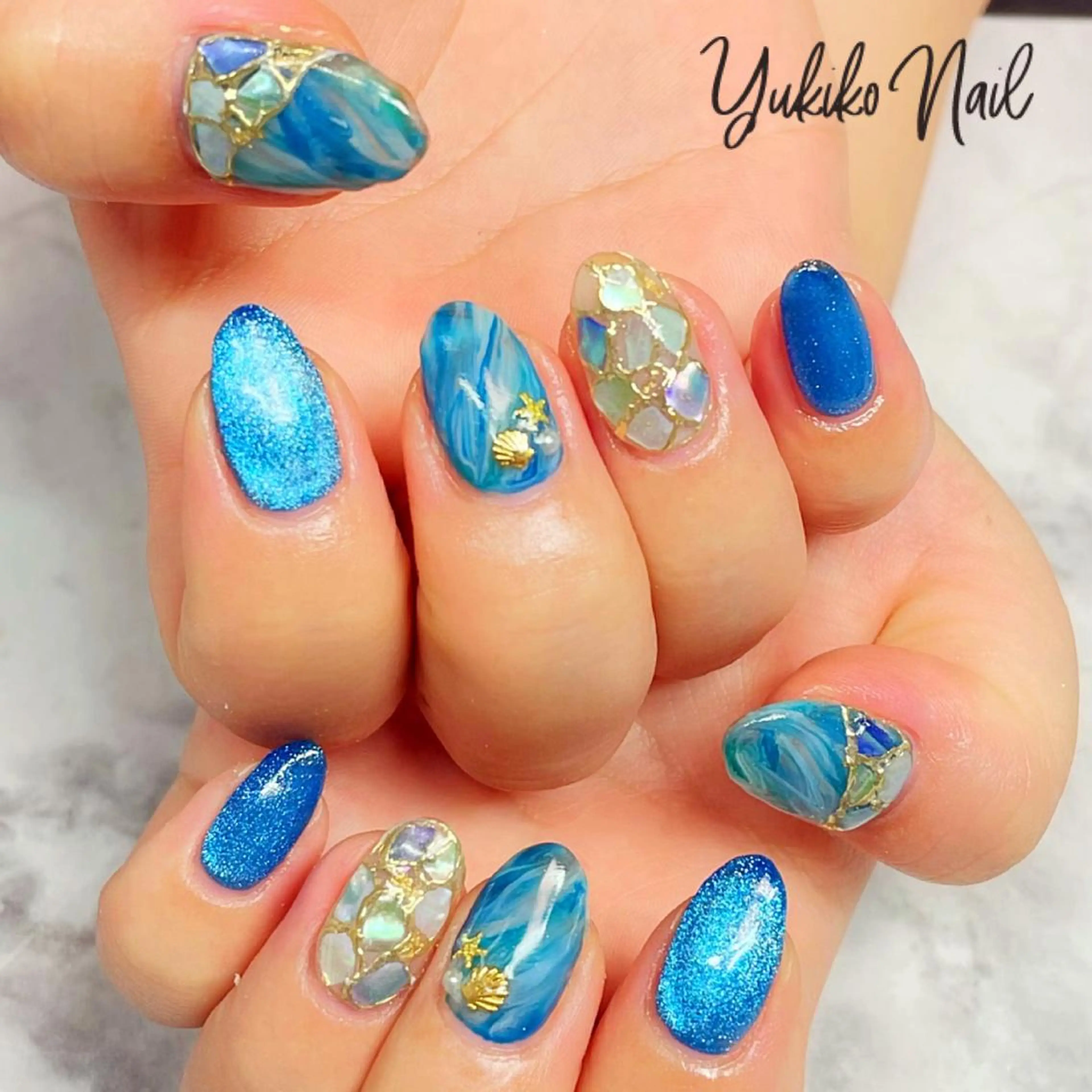 ネイル マグネットネイル 夏ネイル ユキコ ネイルのネイルデザイン