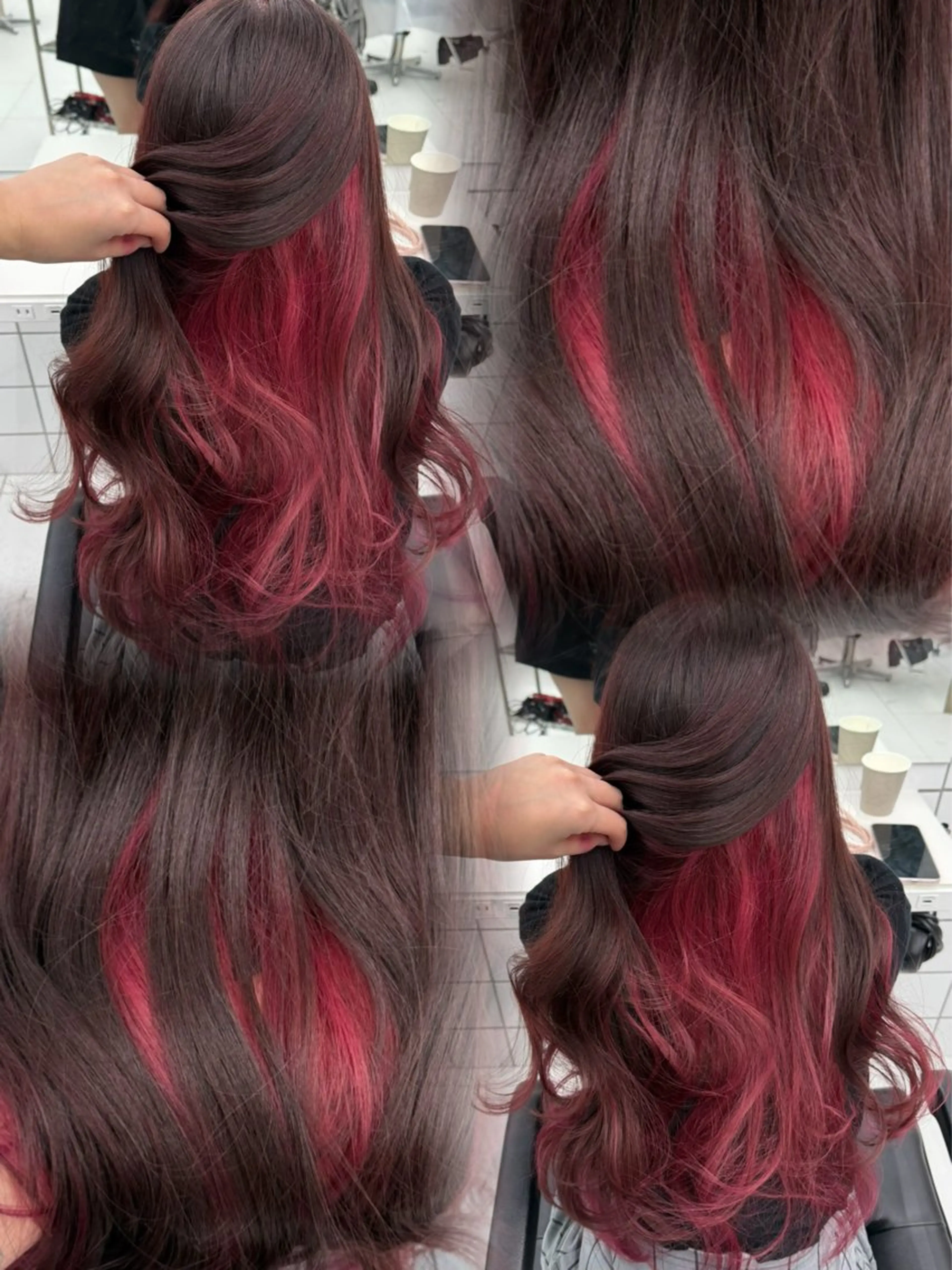 ロング カラー 𝑨𝑲𝑶 🍒/ 暖色カラーのヘアスタイル