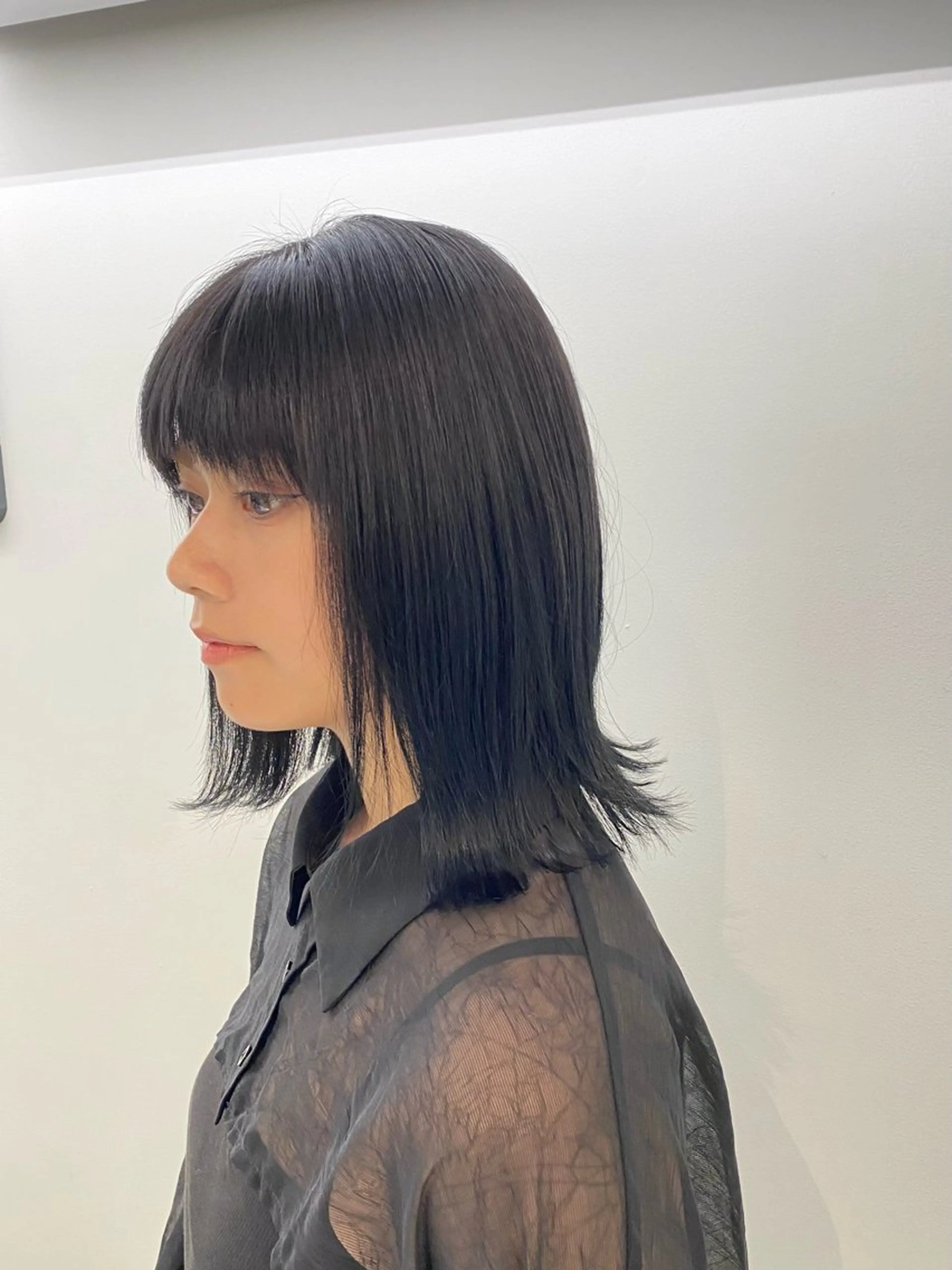 ミディアム カラー ボブ 外ハネヘア カット ヘアカラー デジタルパーマ 🌀ボブ　萩原　龍のヘアスタイル