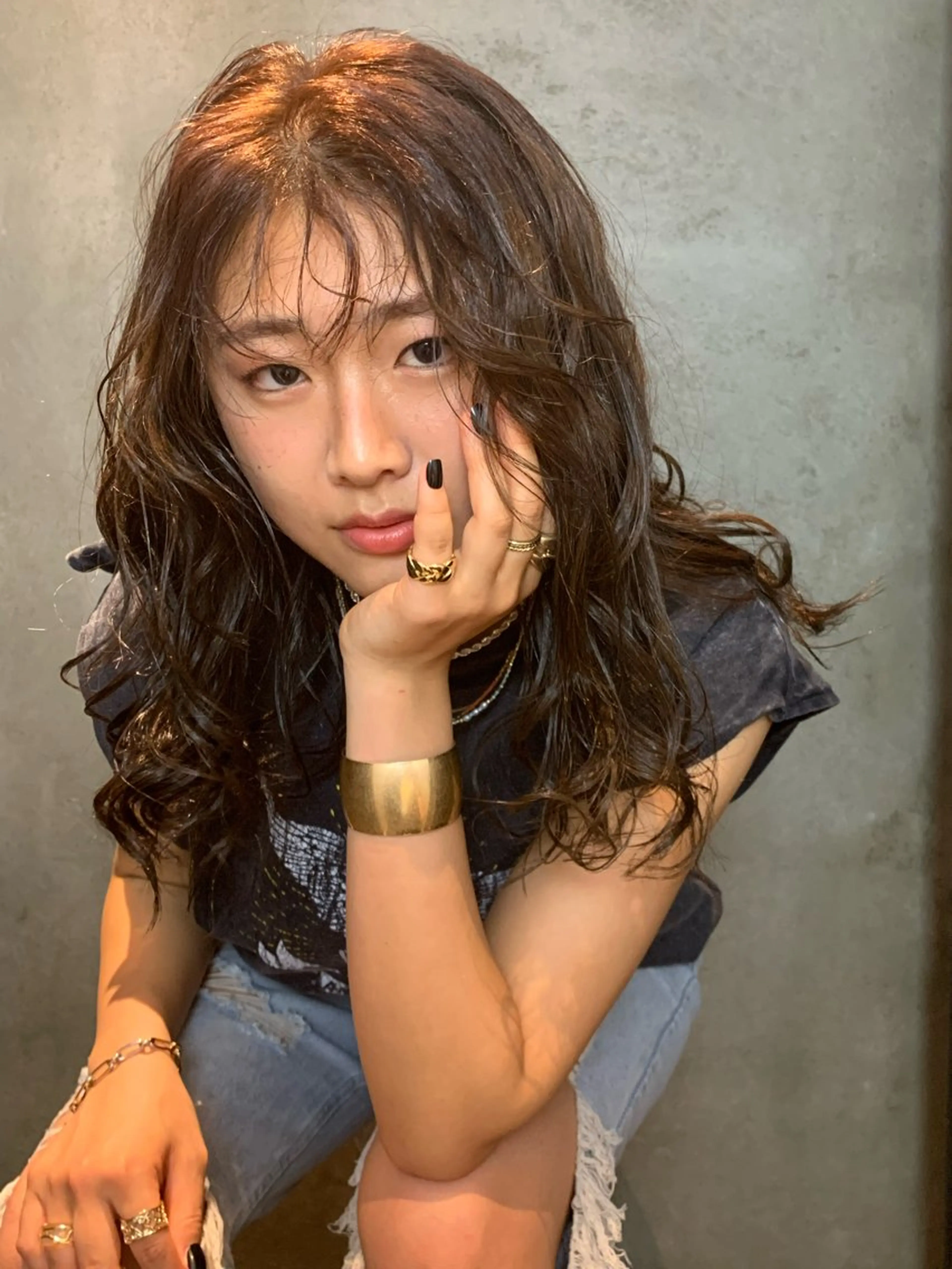 ロング カラー パーマ Agu  hair  grove 金沢八日市店所属・名竹聖治/透明感 カラー/縮毛矯正のヘアスタイル