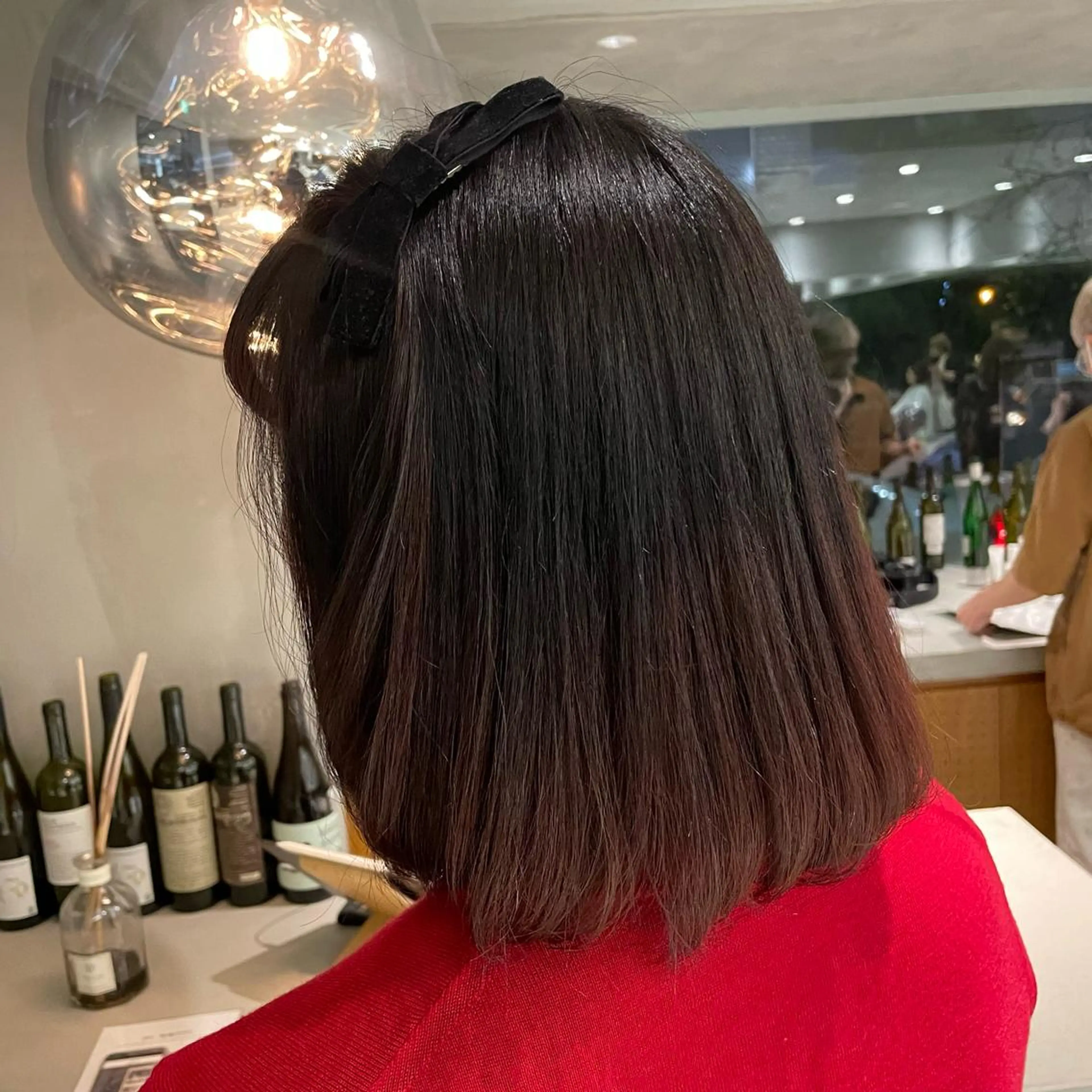 ミディアム カラー レッドカラー 後藤 香乃のヘアスタイル