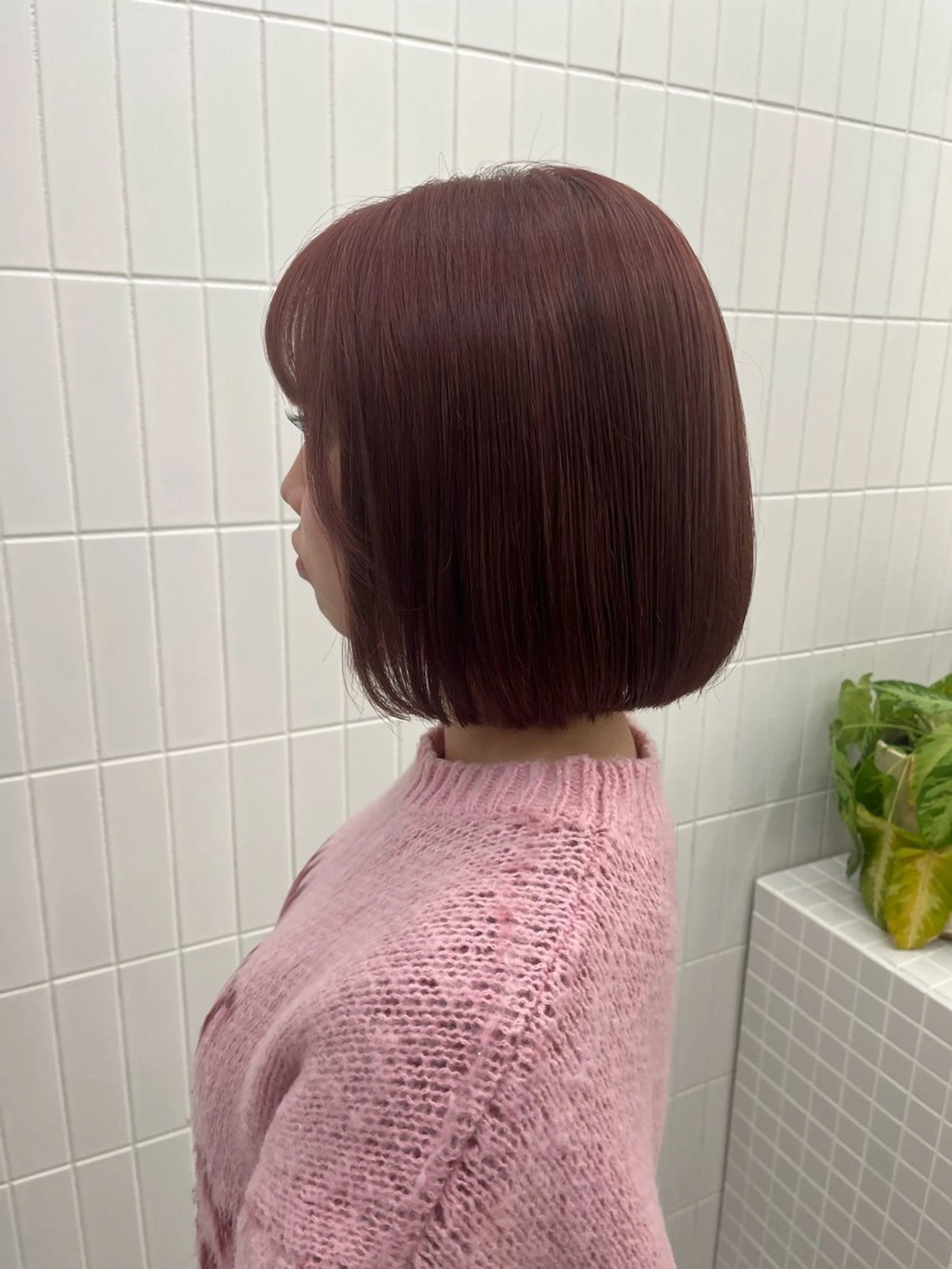 ショート カラー ブリーチ ピンクカラー ボブ カット ヘアカラー トリートメント 髪質改善縮毛矯正/暖 色カラー/ウエダカナのヘアスタイル