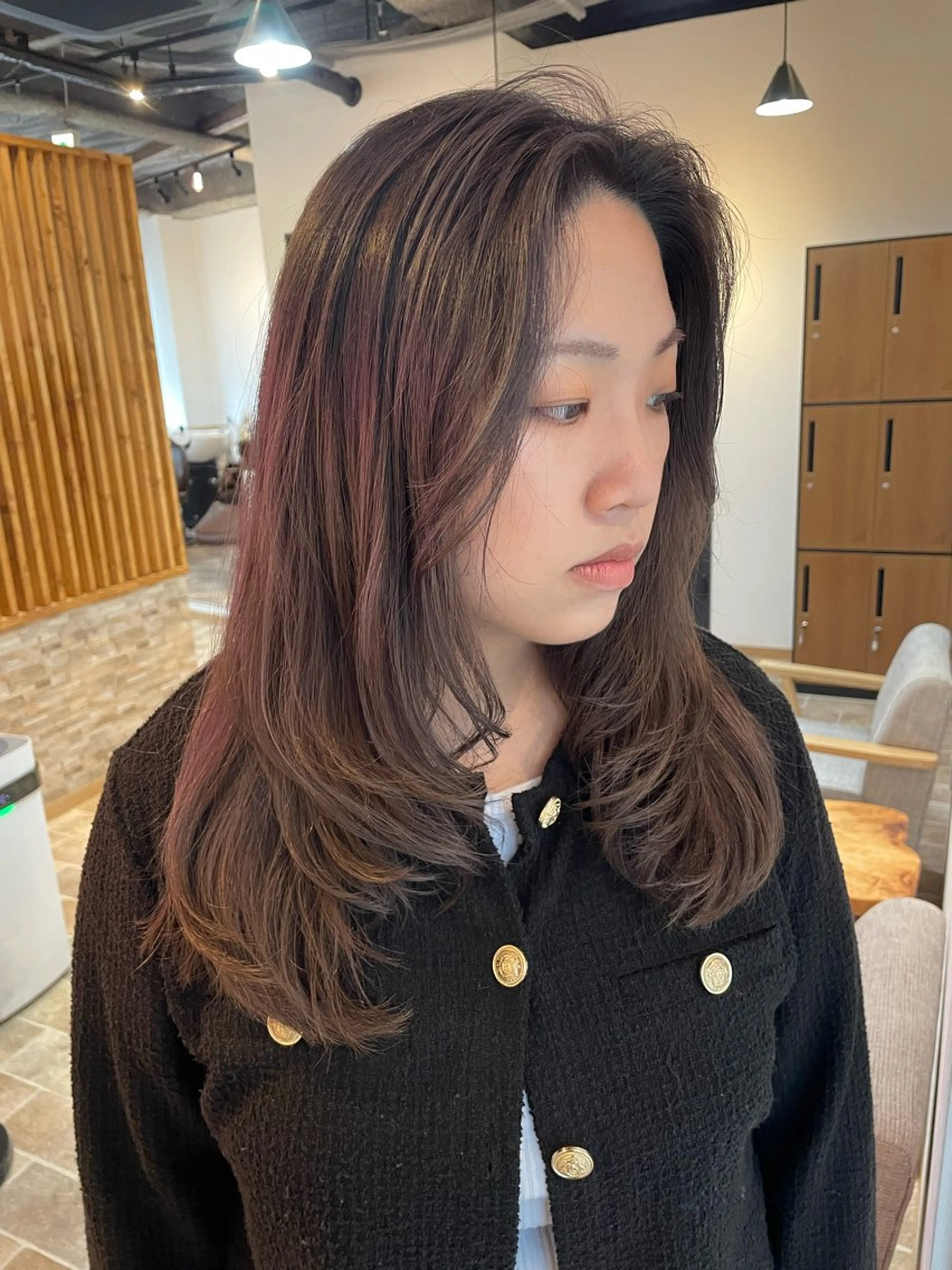 ロング カラー バレイヤージュ グレージュ レイヤーカット カット ヘアカラー YUI/ ブリーチカラー🌷のヘアスタイル