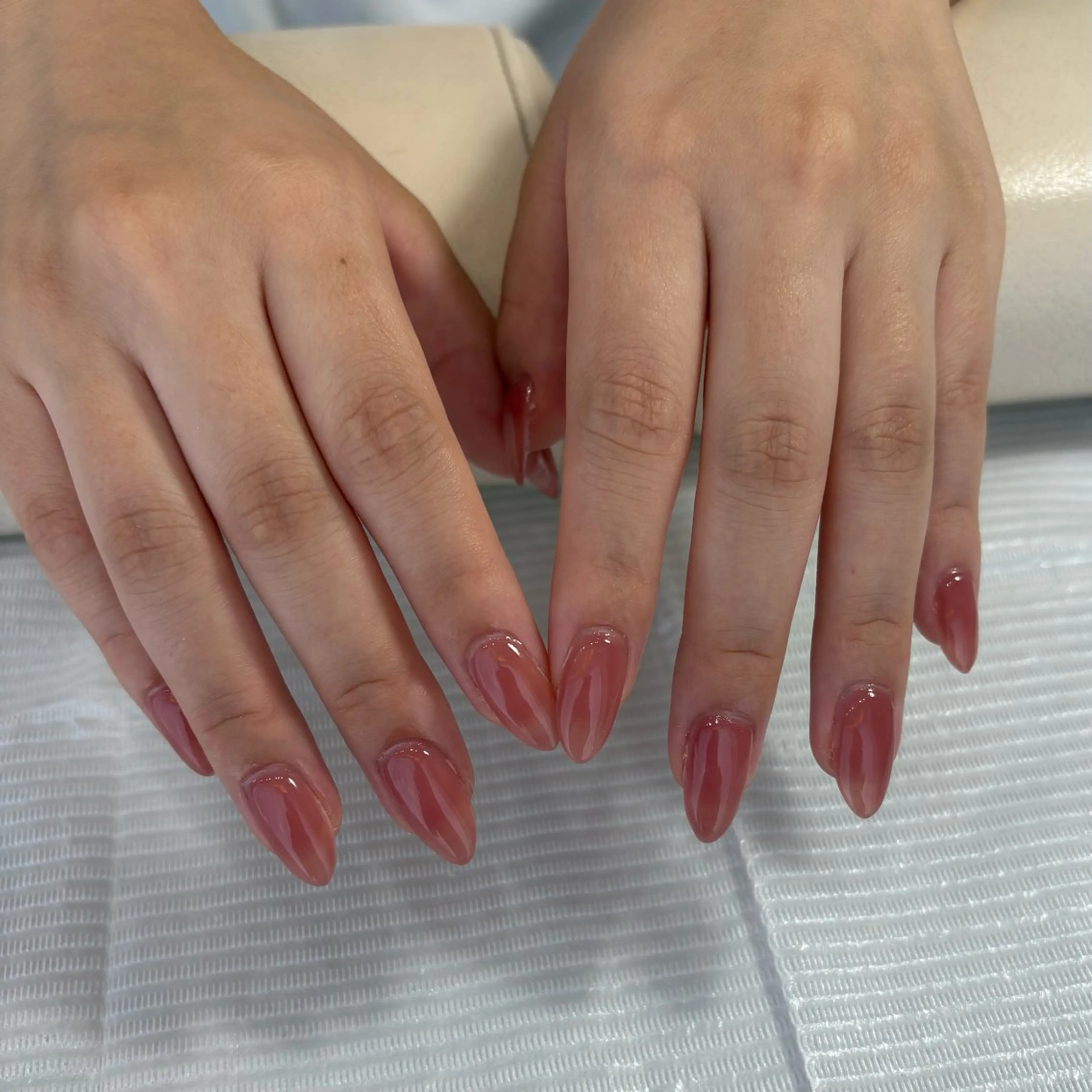 ネイル 長さ出し ワンカラーネイル アッカスタイル 天野のネイルデザイン