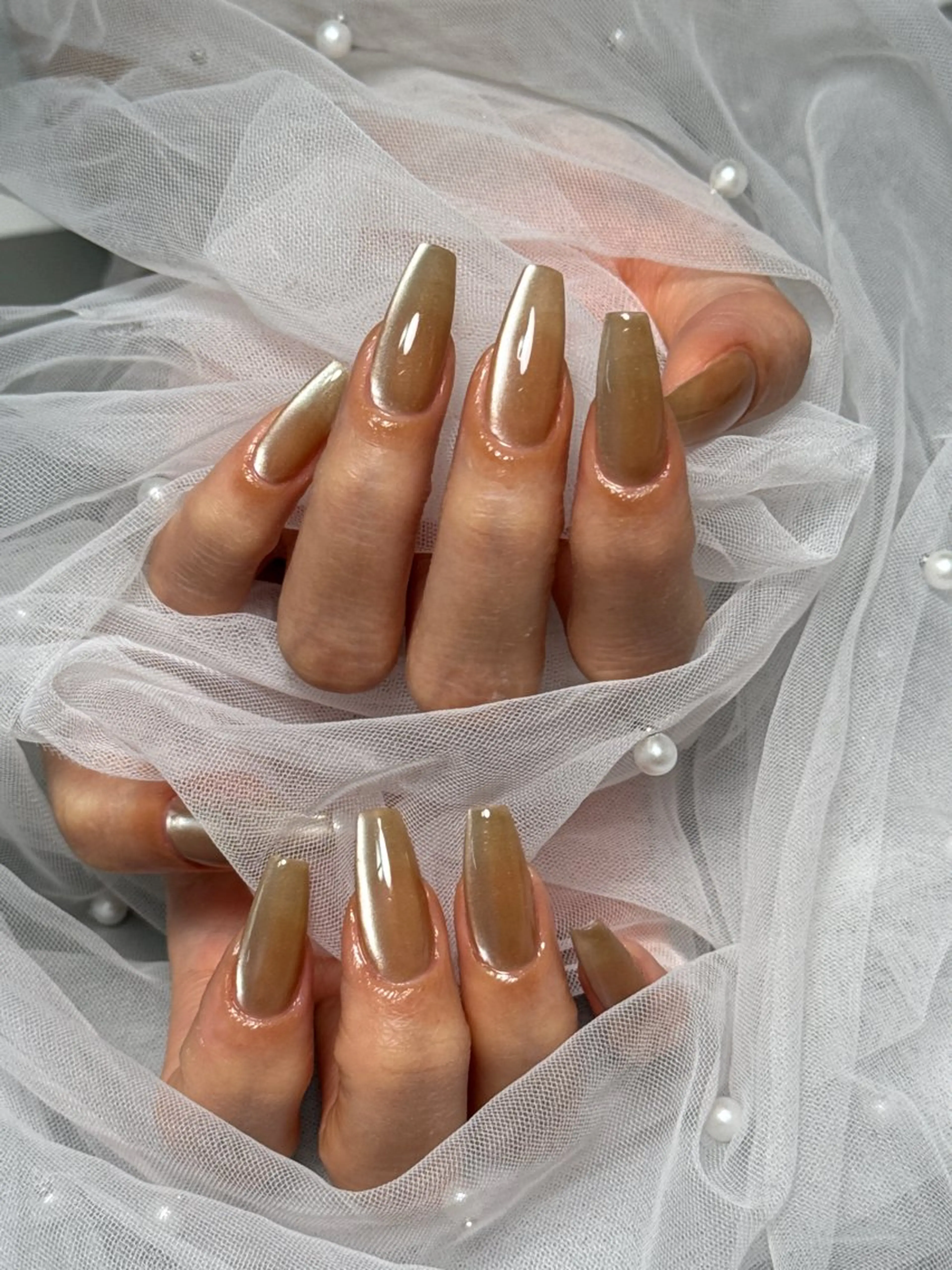 ネイル 長さ出し キラキラネイル マグネットネイル ワンホンネイル NEM nailstudioのネイルデザイン