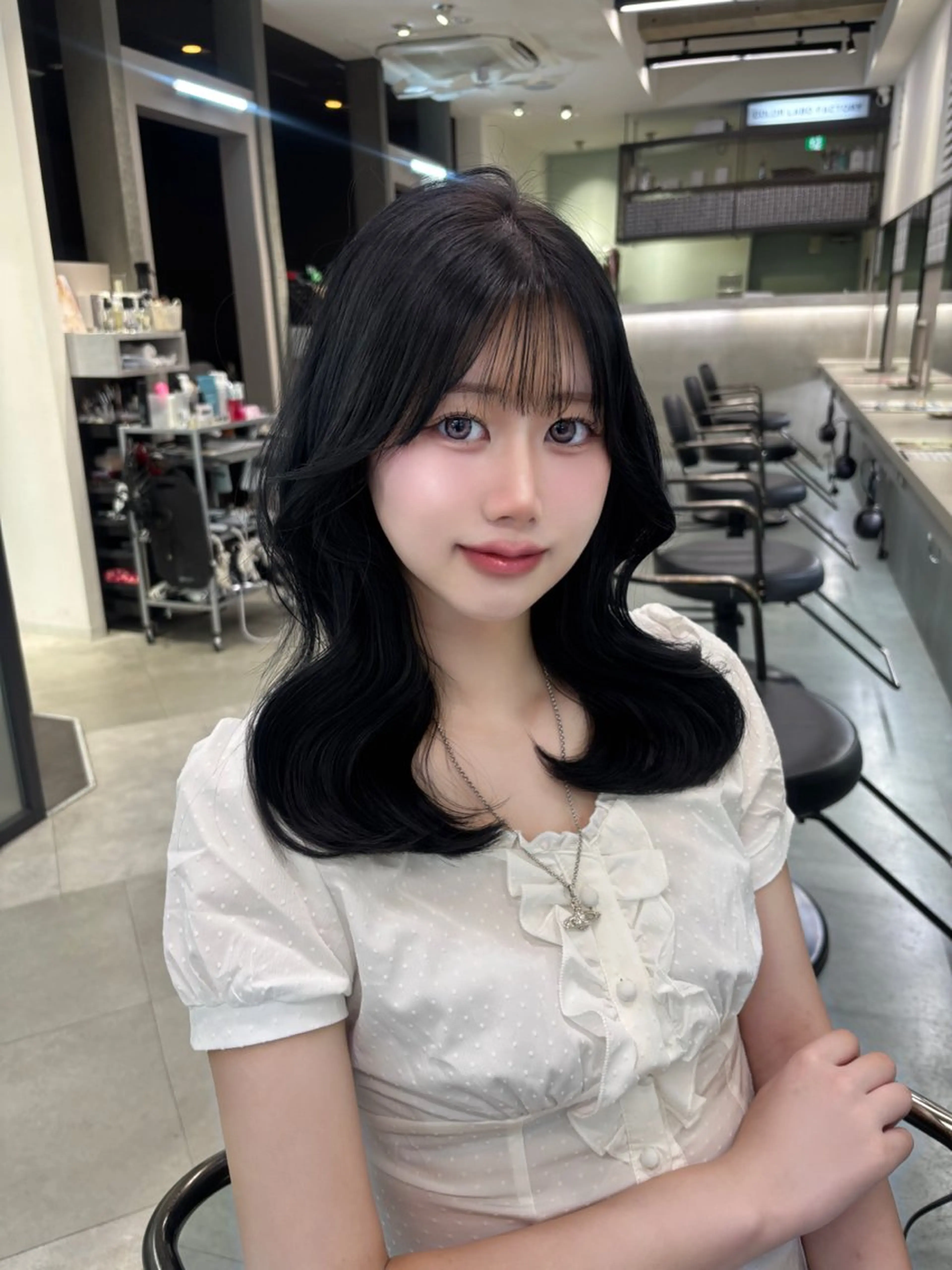 ミディアム 髪質改善 ヨシンモリ 韓国風ヘア トリートメント ヘアカラー トリートメント 天神美容室 🎀hinaのヘアスタイル