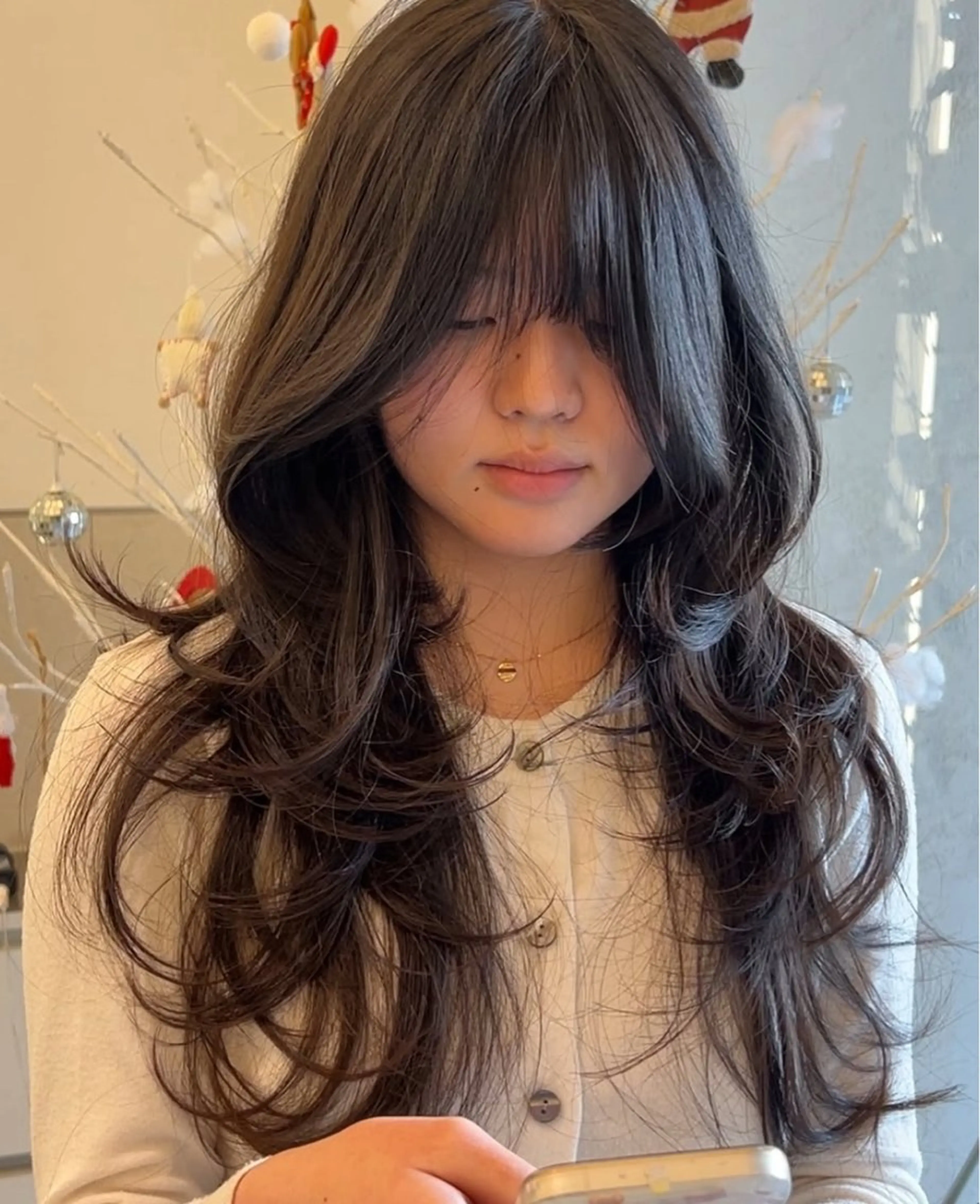 ロング カット ヘアカラー 韓国／ハッシュカット ／透明感カラー／金野のヘアスタイル