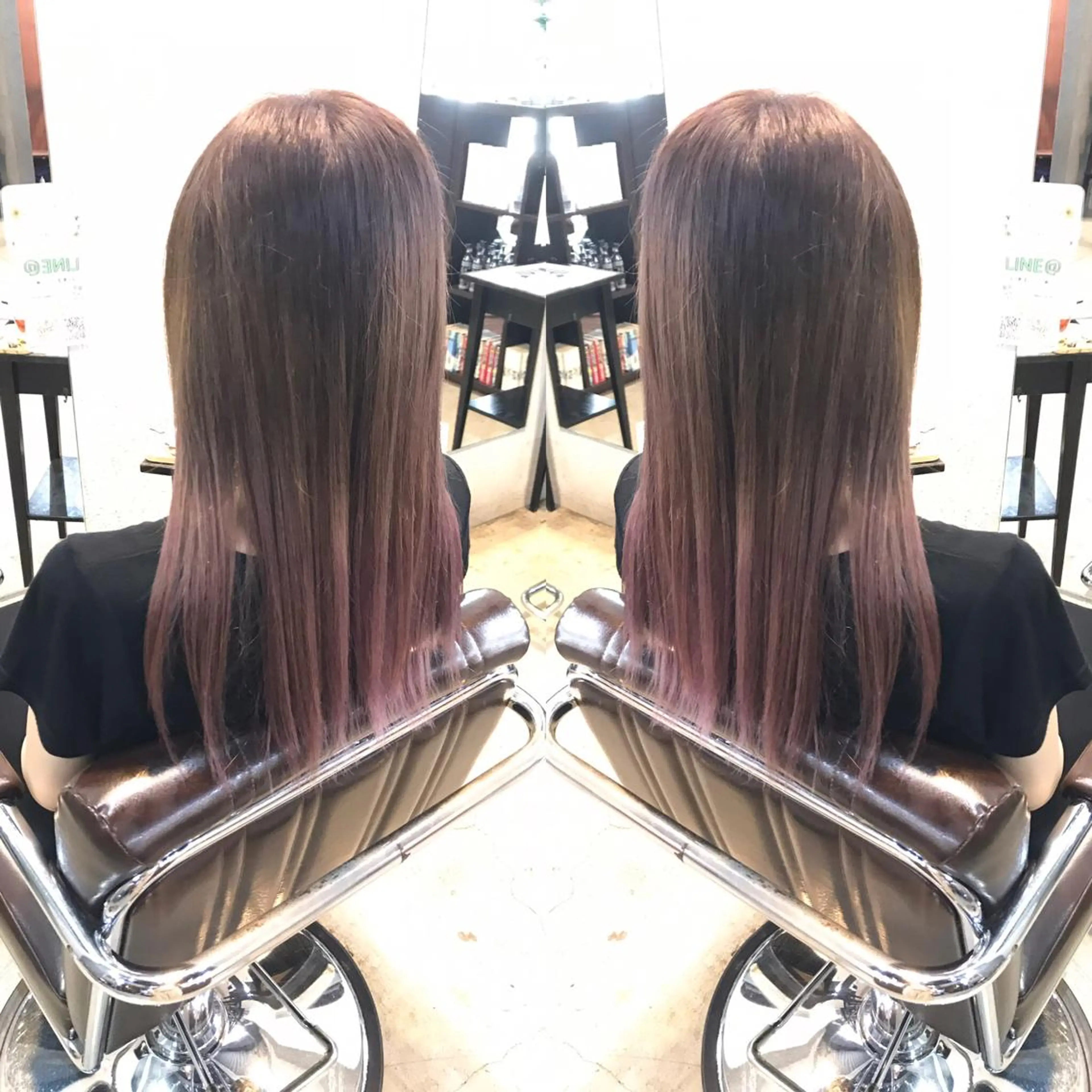 ロング カラー グラデーションカラー ピンクカラー バイオレットカラー 正分 真美のヘアスタイル