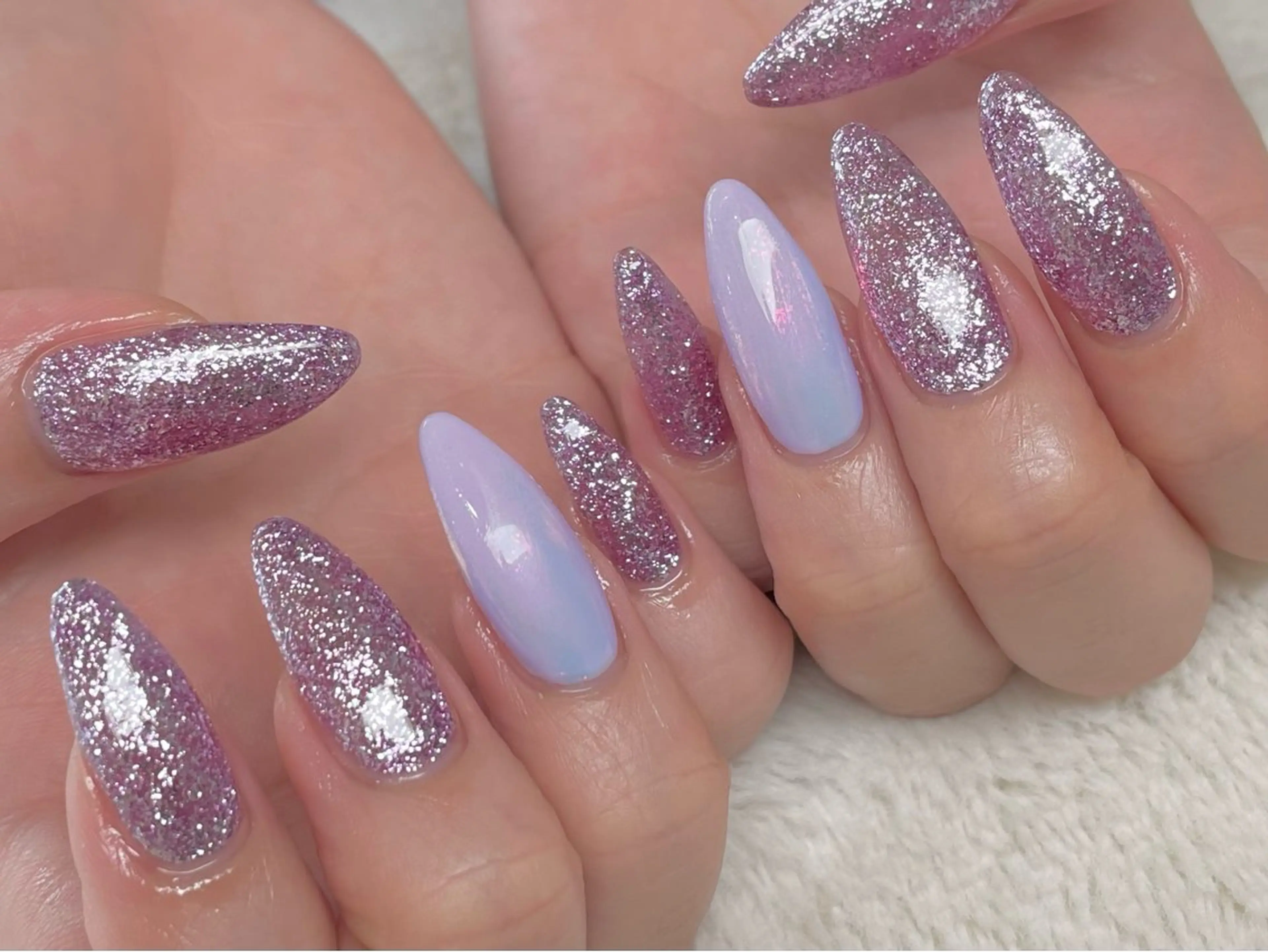 ネイル ラメ(グリッター) パープル ハンドネイル riri nail所属・riri-nail Rie Endoのネイルデザイン