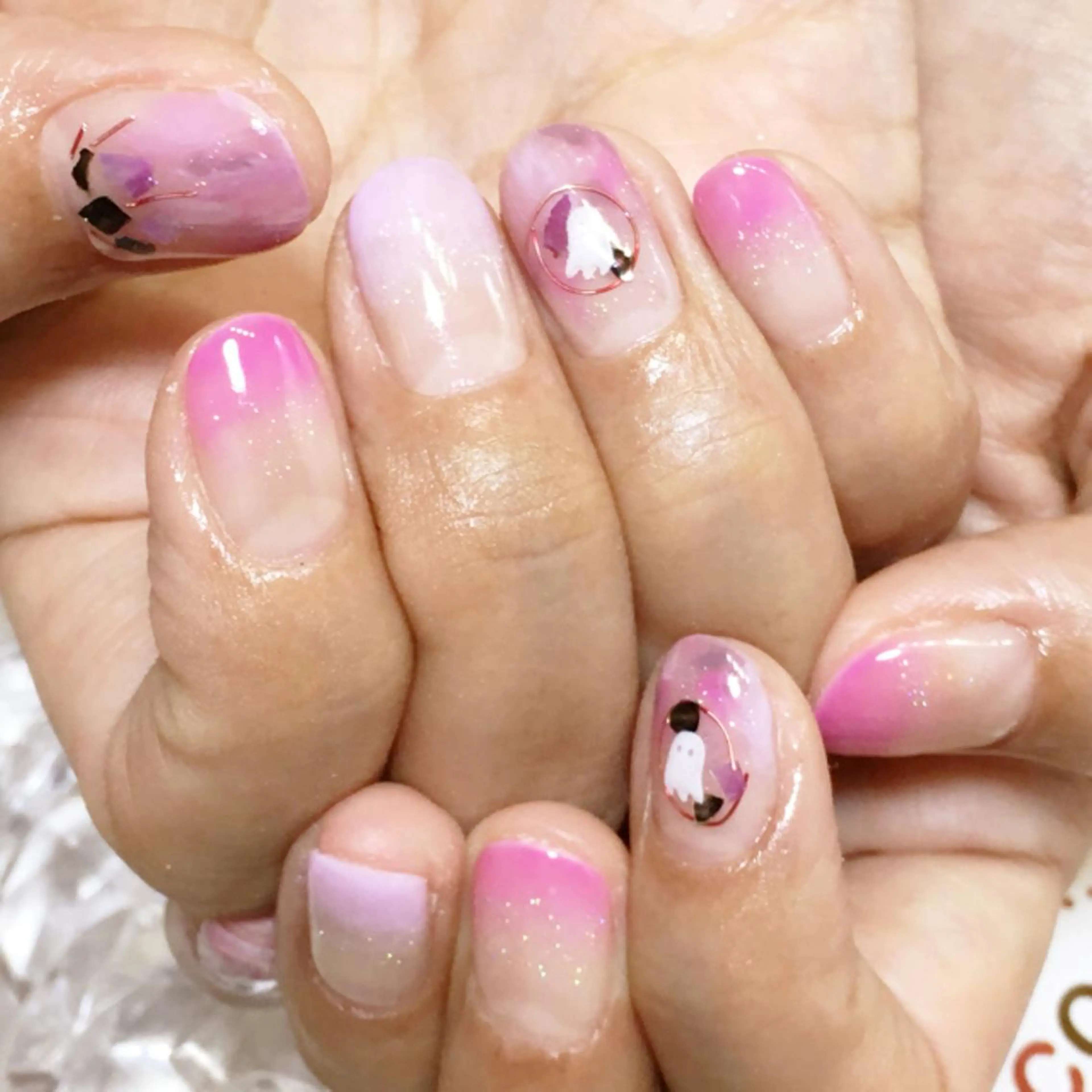 ネイル アートネイル グラデーション ハロウィン ニュアンスネイル 赤色 ネイリスト aicoのネイルデザイン