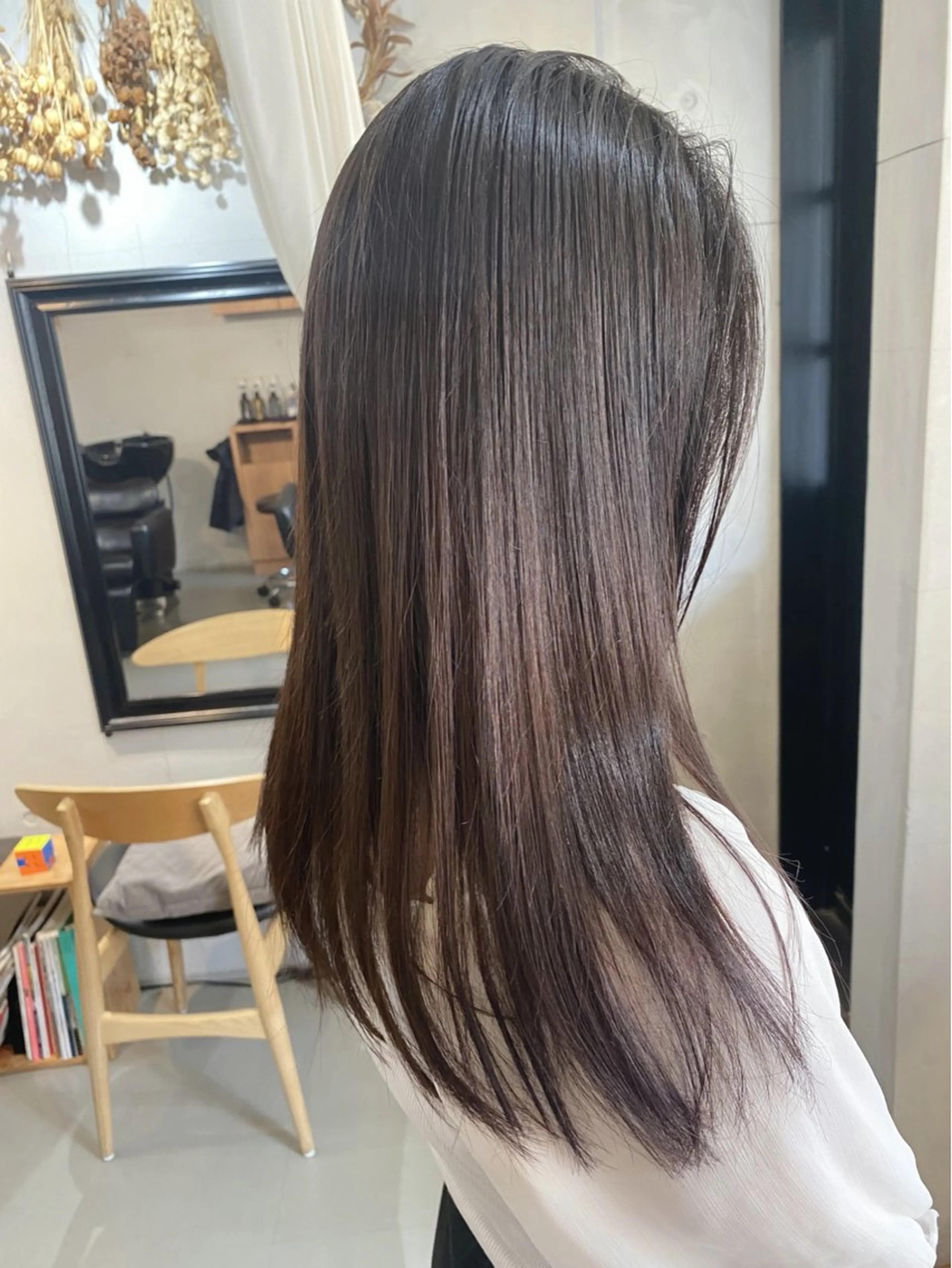 セミロング カラー ブラウンカラー オレンジ 髪質改善 conne& ririのヘアスタイル