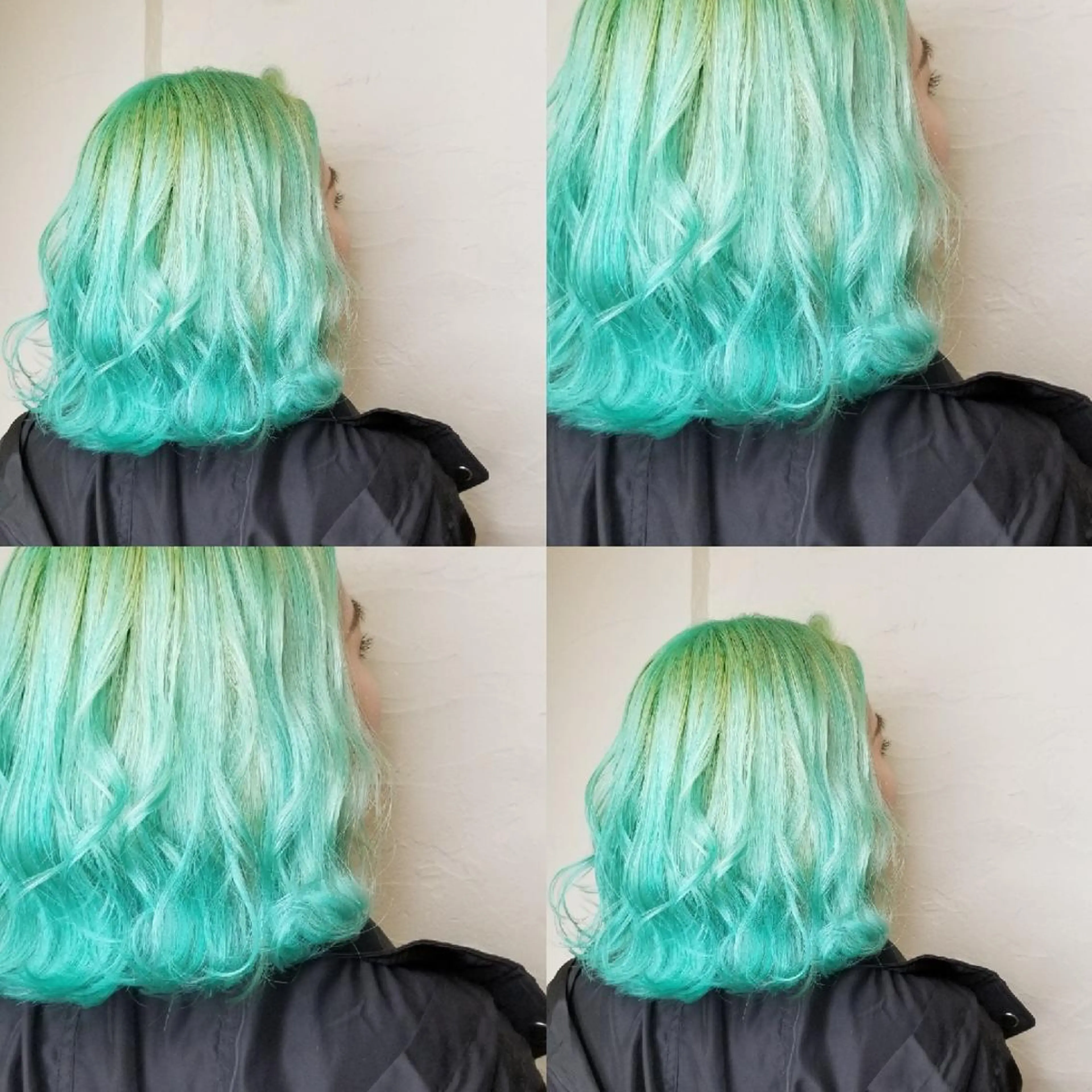 ミディアム ヘアカラー ツヤ髪✨縮毛矯正 ハイトーンカラーのヘアスタイル