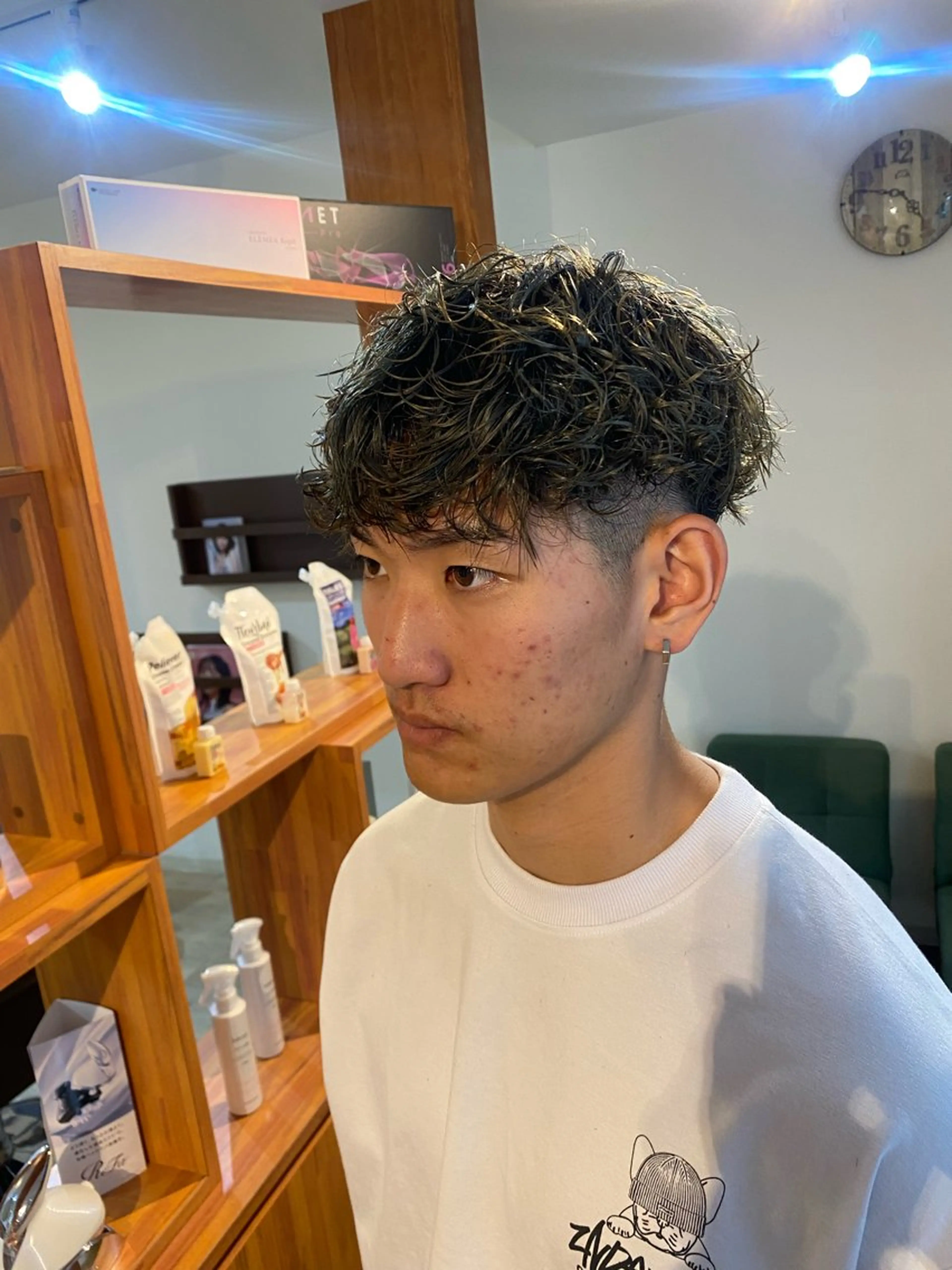 ショート メンズ メンズパーマ スペインカール カット パーマ 縮毛矯正とレイヤー カット/杉村凜汰郎のヘアスタイル