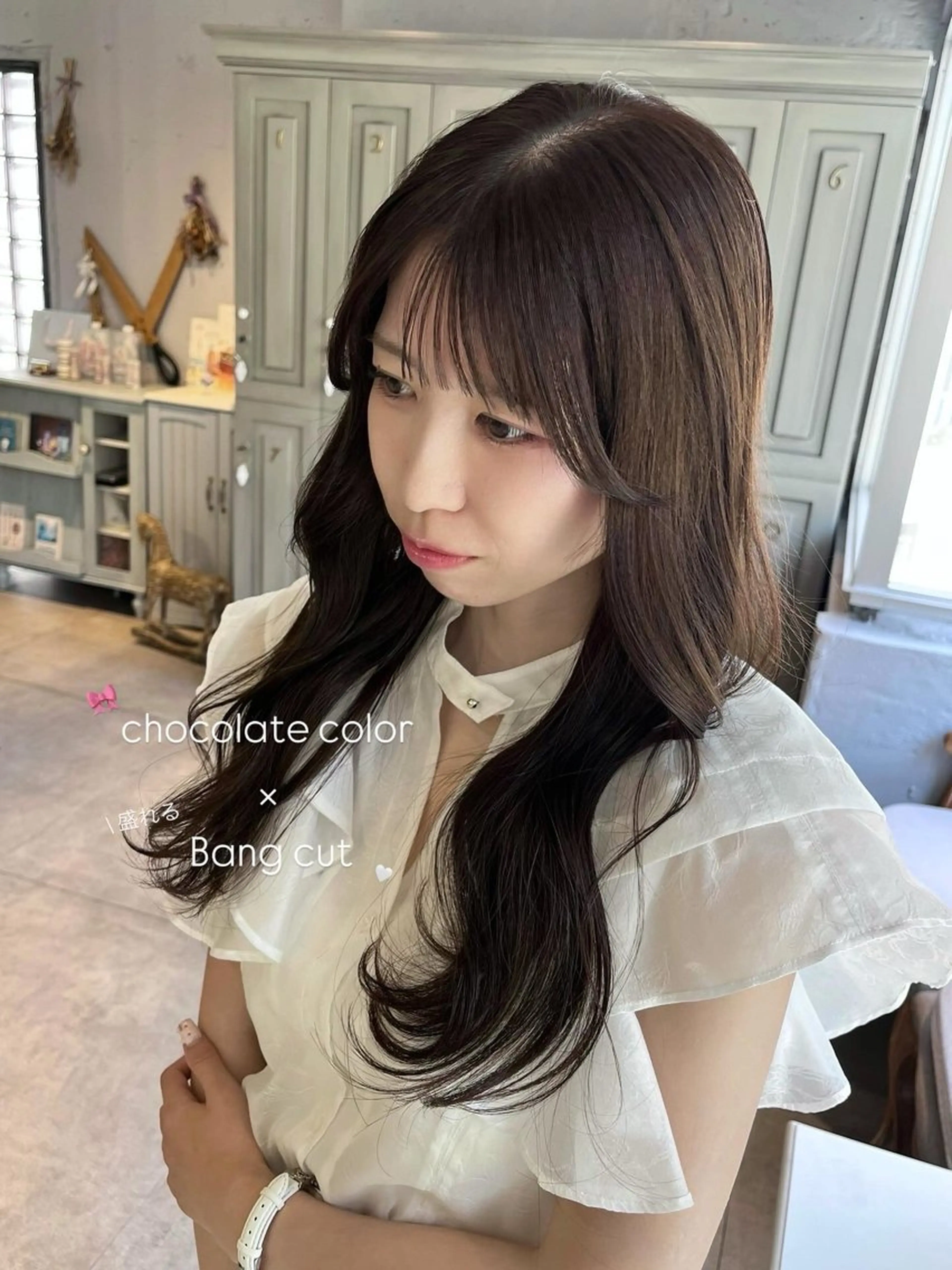 セミロング cache cache所属・🩰無料カットモデル /5cm以上/桃🍨のヘアスタイル