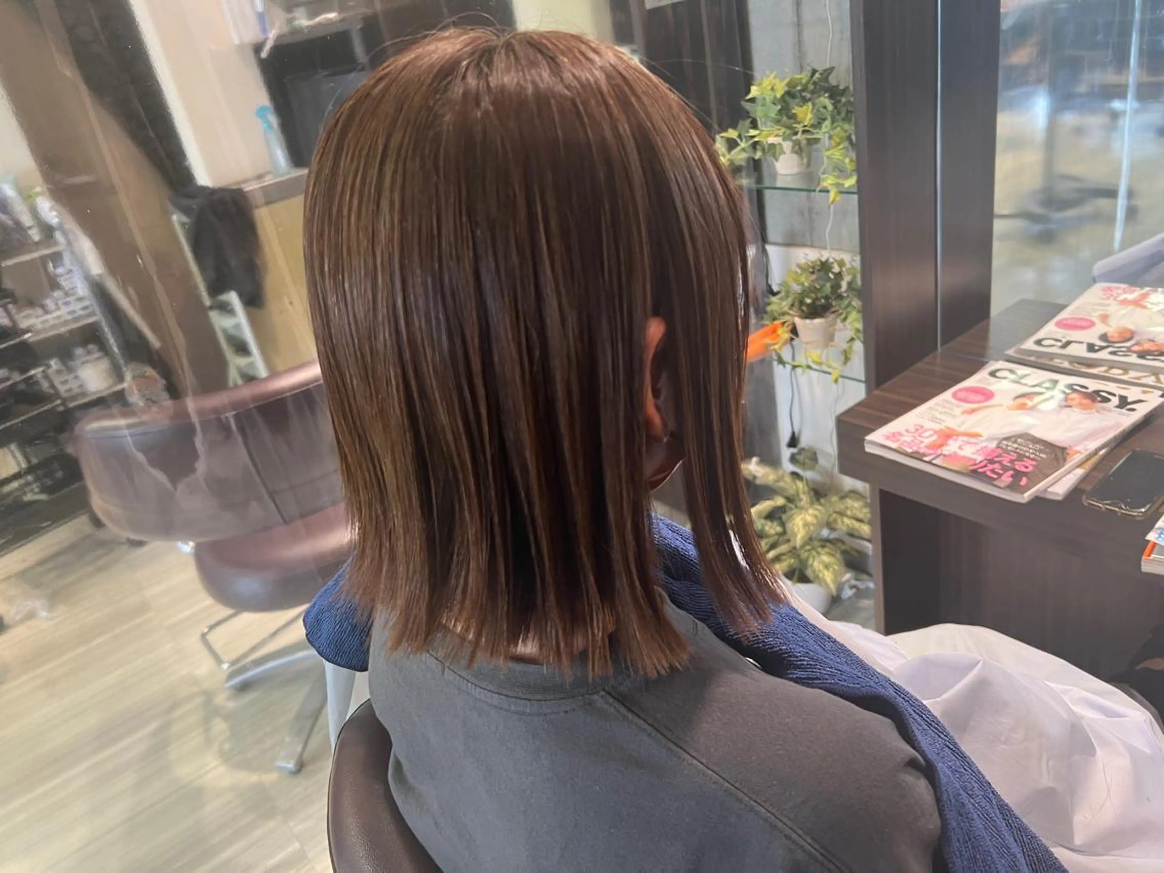 セミロング 【南草津】髪質改善 ヘナカラー＆縮毛矯正のヘアスタイル