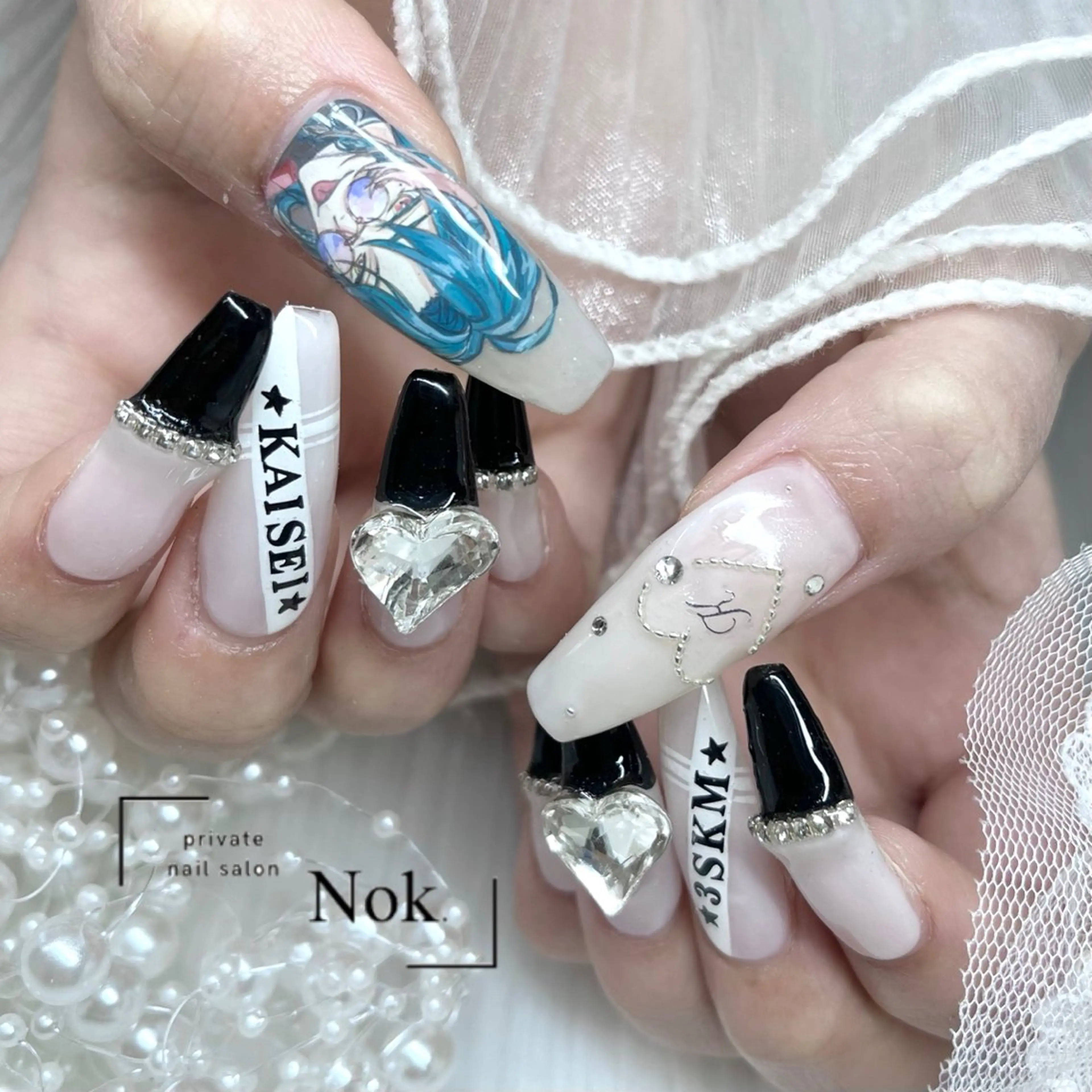 ネイル ハート ハンドネイル 池袋痛ネイル Nok. 渡辺のネイルデザイン