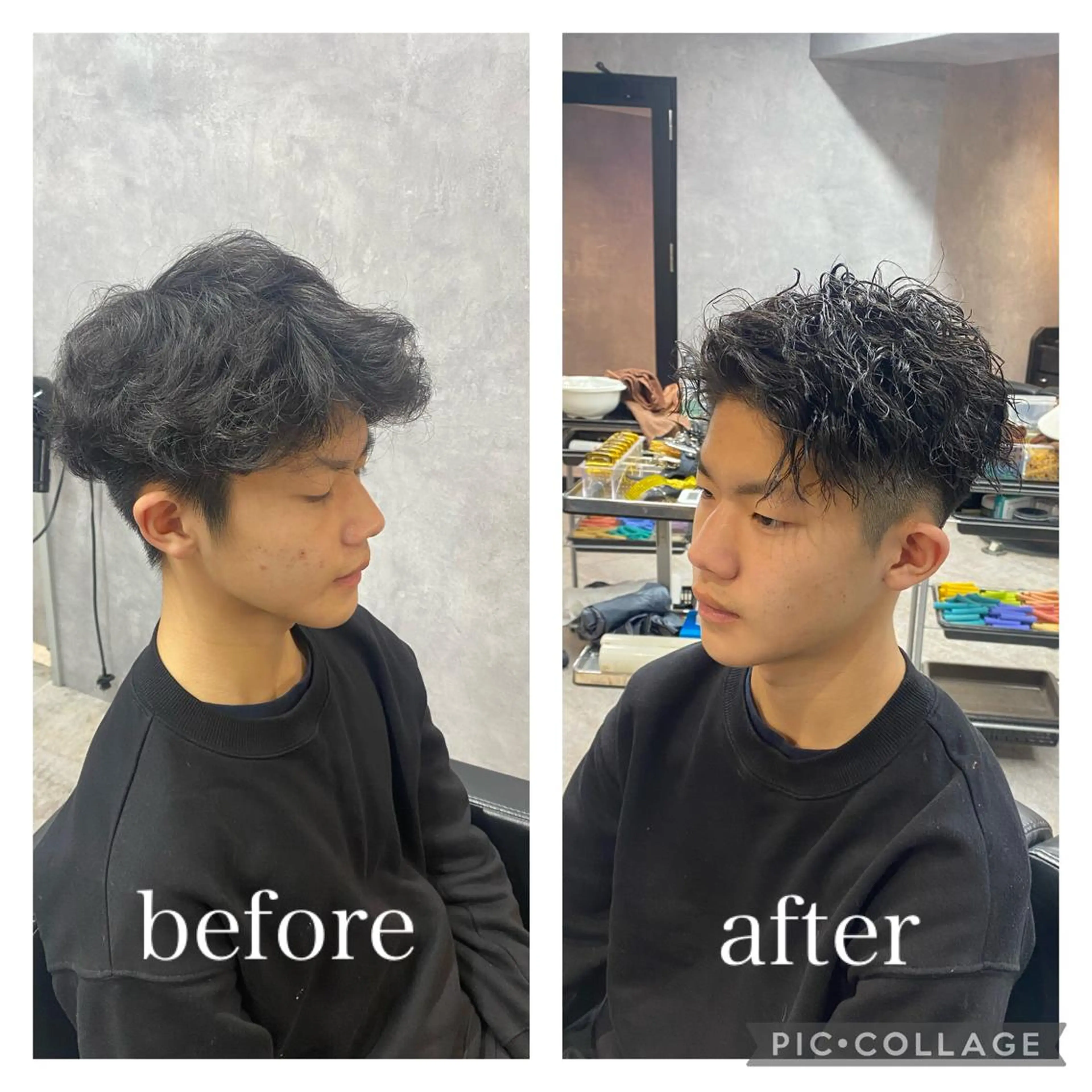 ショート カラー パーマ メンズ メンズパーマ ツイストスパイラルパーマ スパイラルパーマ カット パーマ ツイストスパイラル/ メンズ特化/中川誠也のヘアスタイル