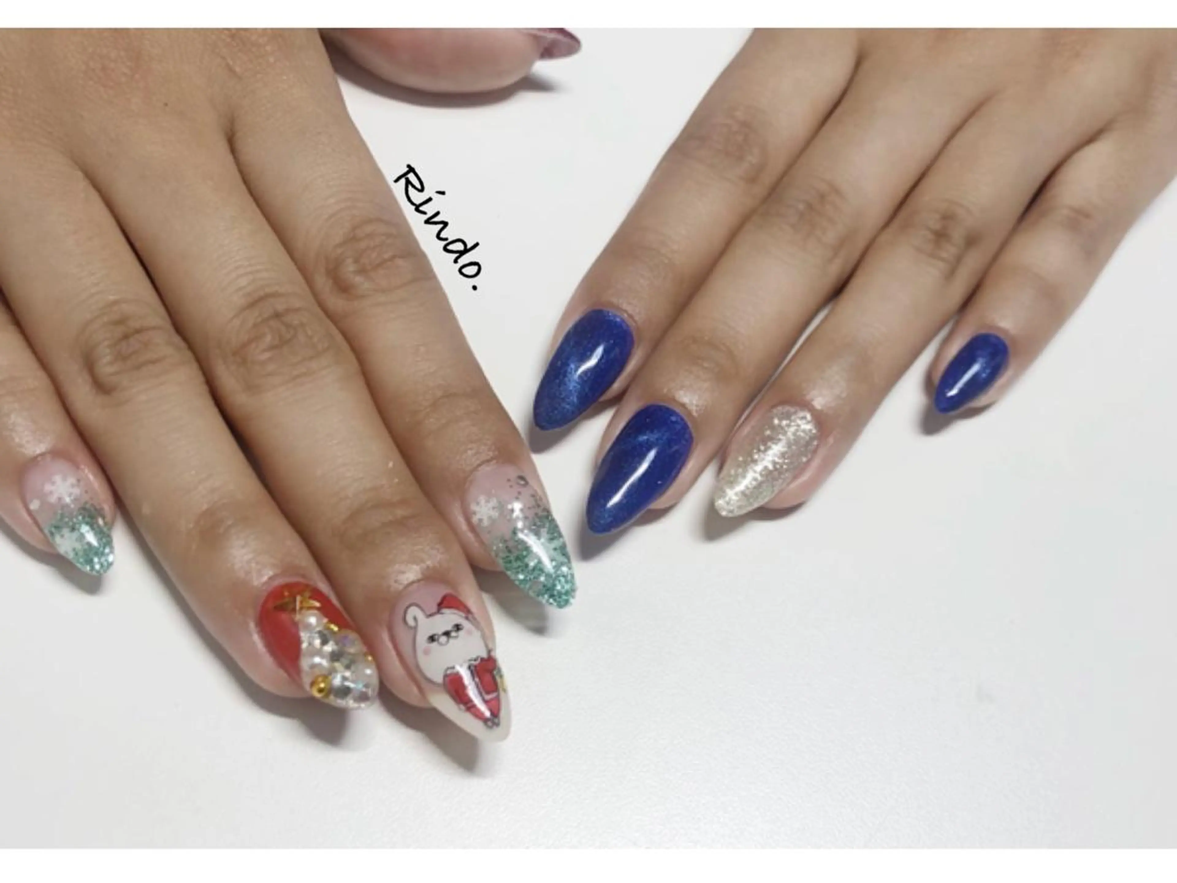 ネイル マグネットネイル 冬ネイル クリスマス ハンドネイル Rindo.ネイル ♡耳つぼジュエリーのその他イメージ