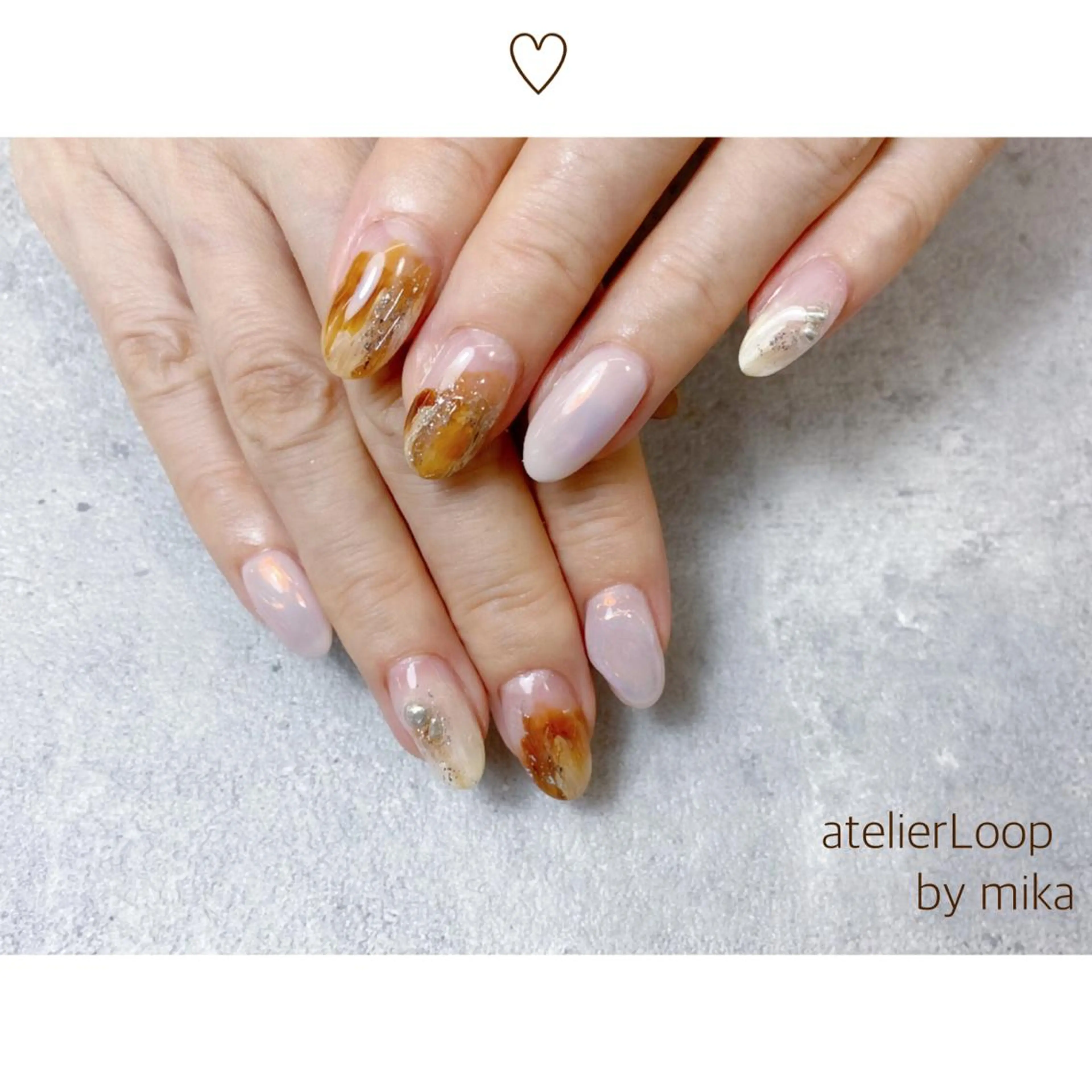 ネイル ブラウン ニュアンスネイル ハンドネイル atelier Loop♪MIKAのネイルデザイン