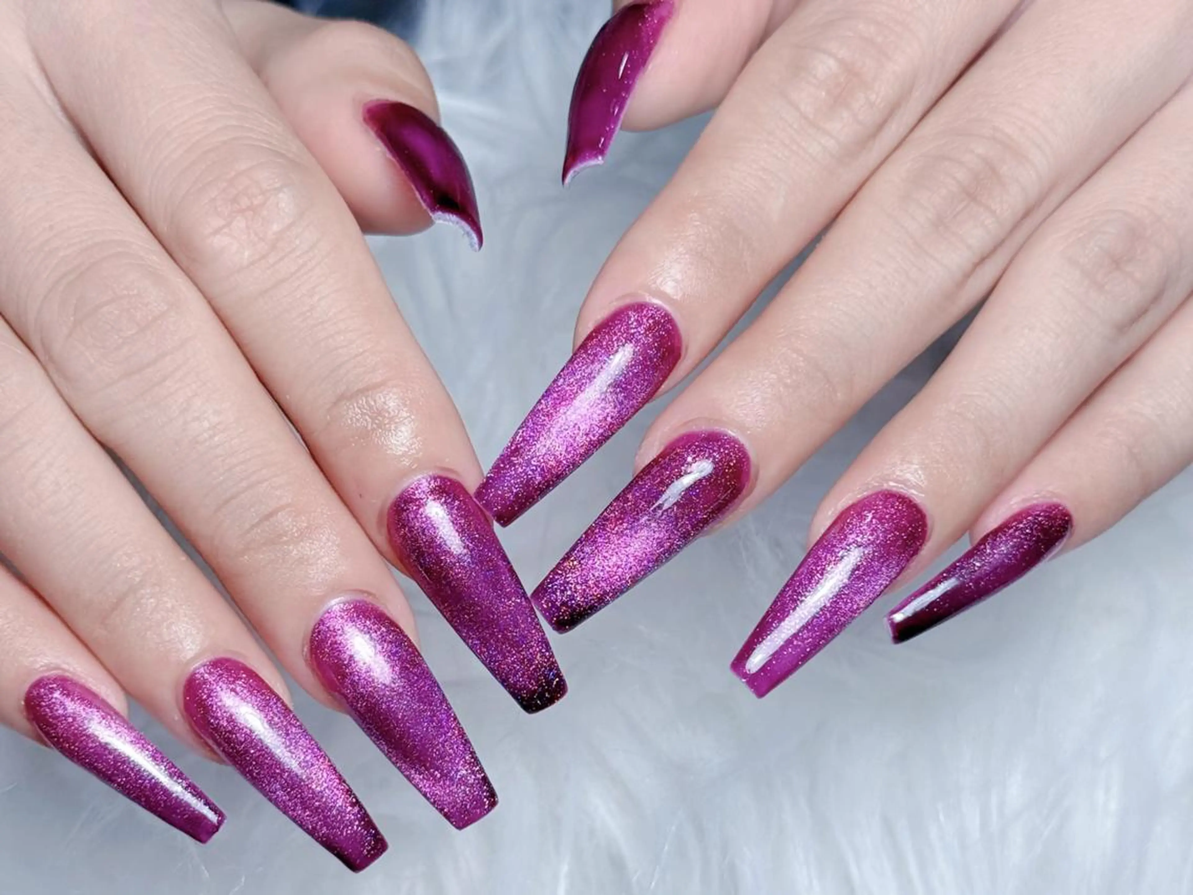 ネイル 長さ出し グラデーション 卒業式 キラキラネイル マグネットネイル Emi🌸Belle Nail Salonのネイルデザイン