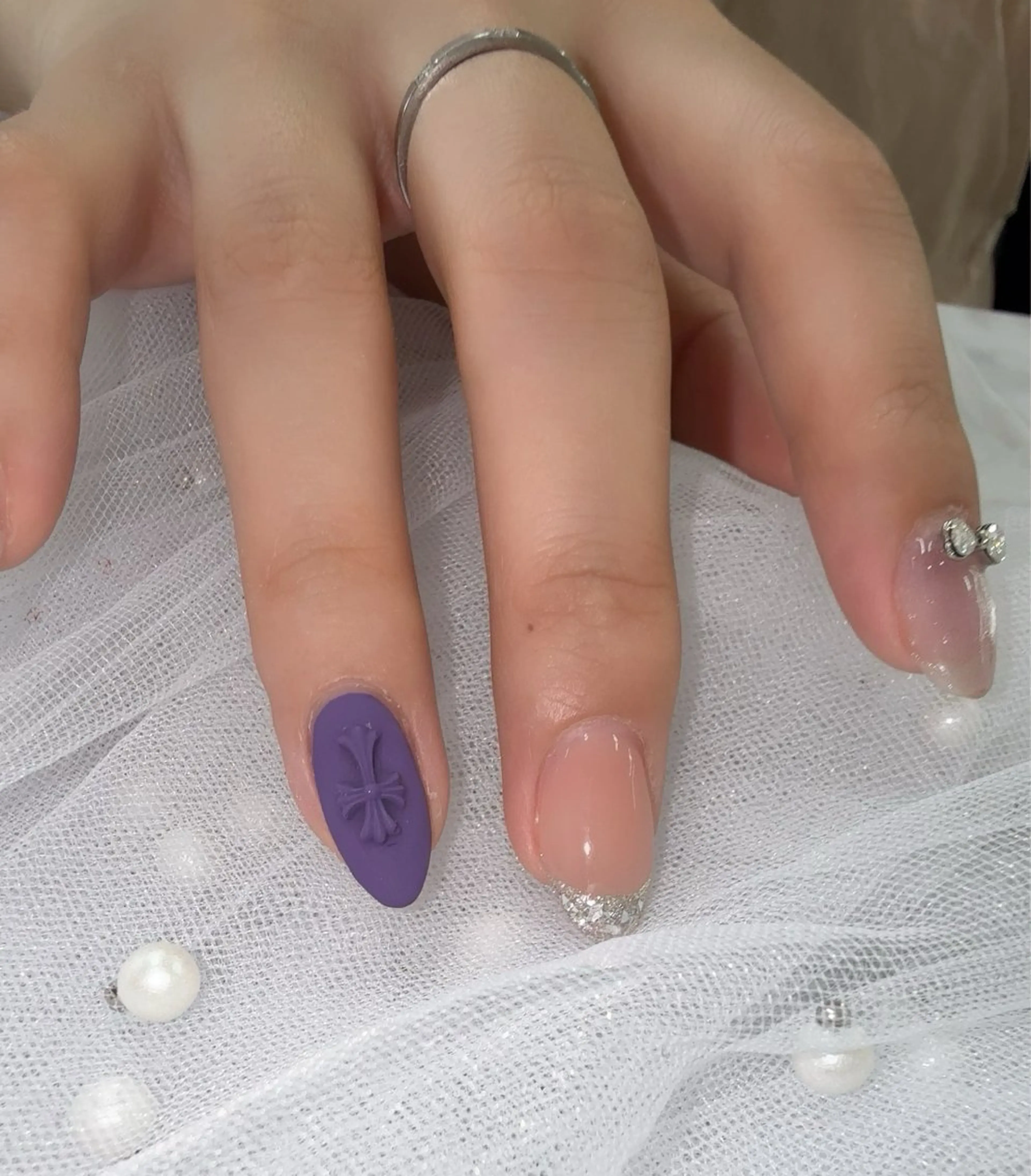 ネイル チークネイル フットネイル フレンチネイル ジェルネイル ガラスフレンチ エニ Andyのネイルデザイン